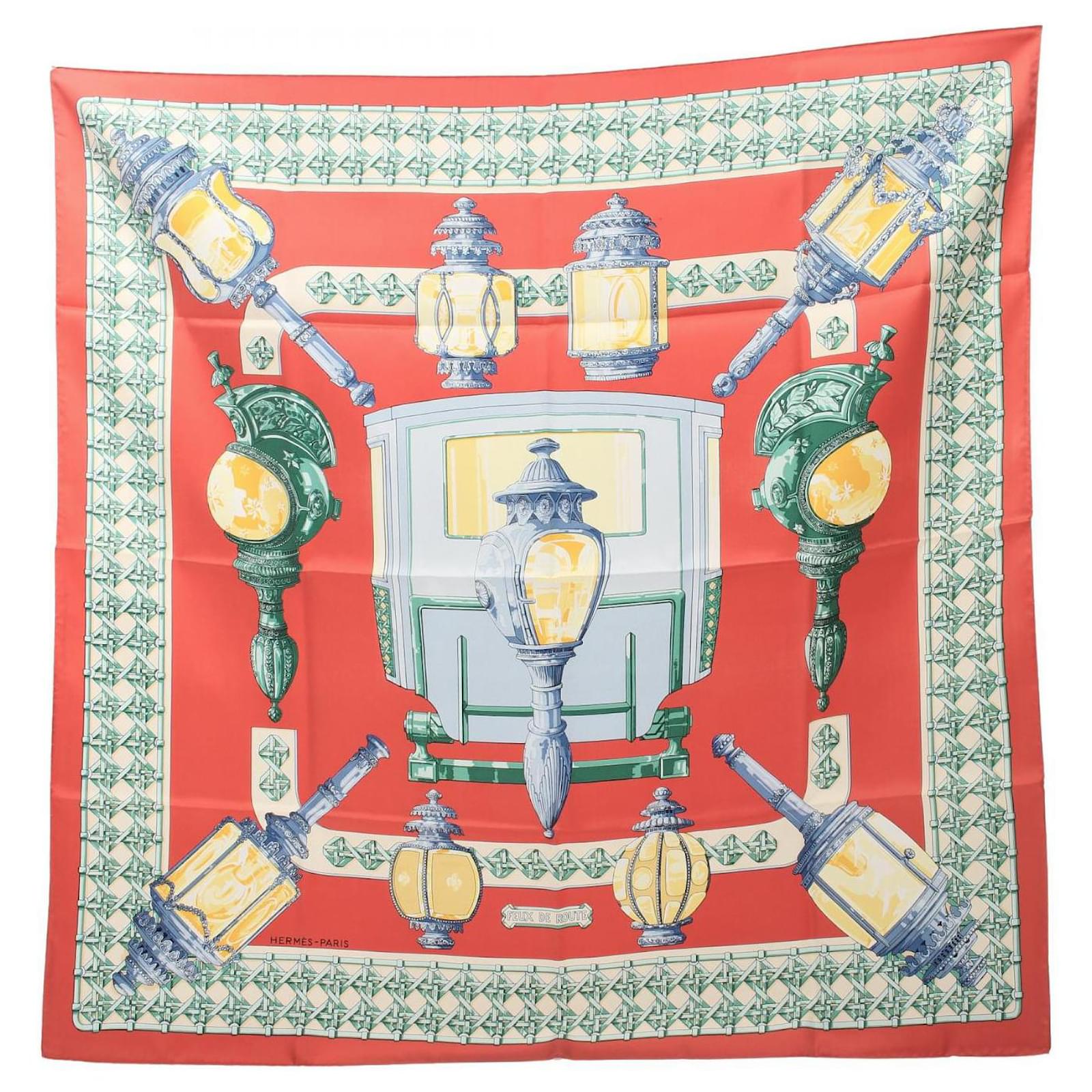 Hermès Hermes Silk FEUX DE ROUTE Scarf Pink Multiple colors  ref.2290593