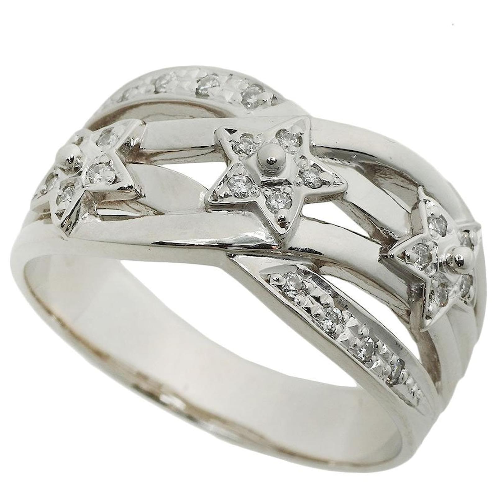 & Other Stories Platinum Star Motif Ring with Diamonds  ref.2068926