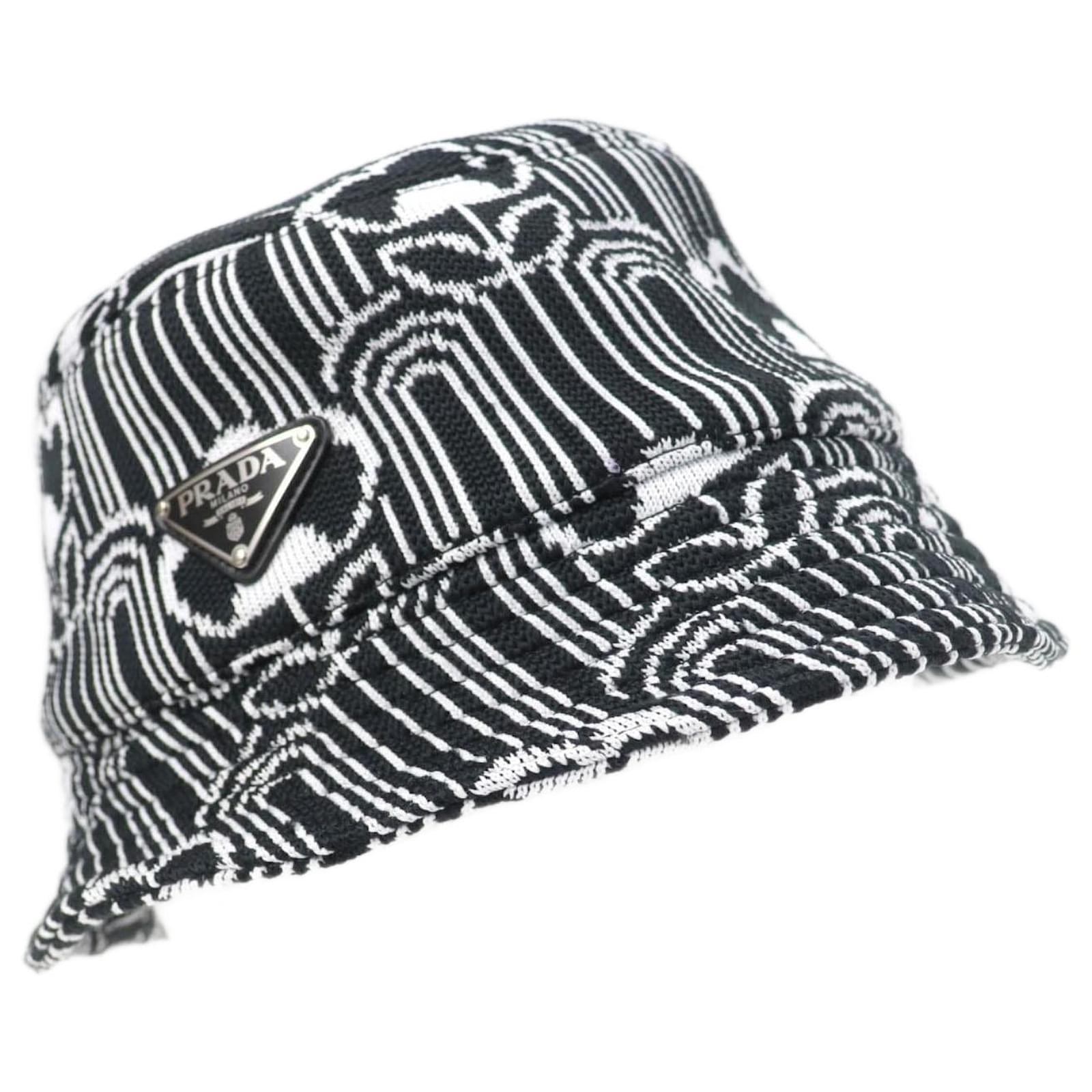 Prada Triangle Logo Bucket Hat Black White M Plastic  ref.1792185