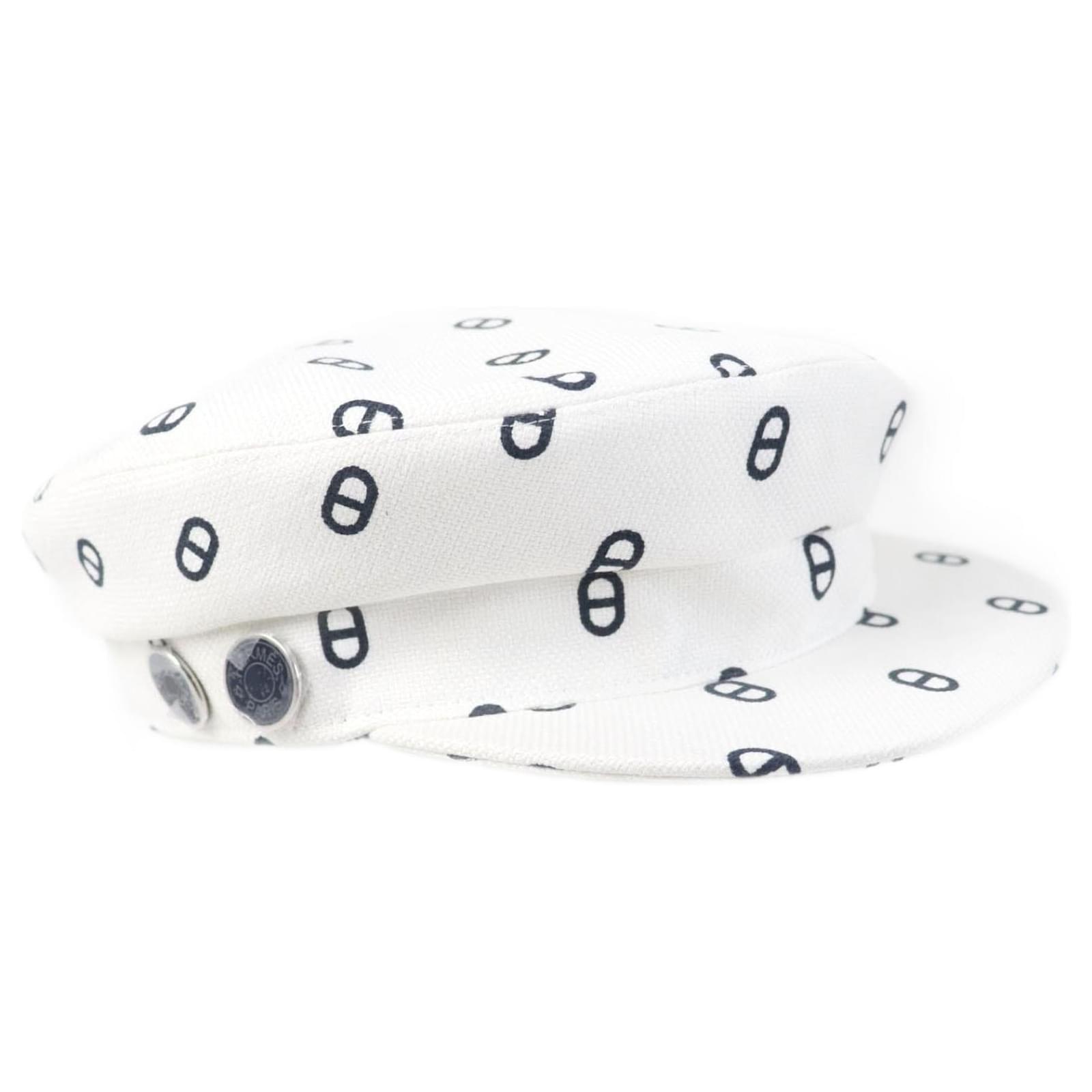Hermès Hermes Cotton Polyurethane Metal Casquette Hat White  ref.1707083