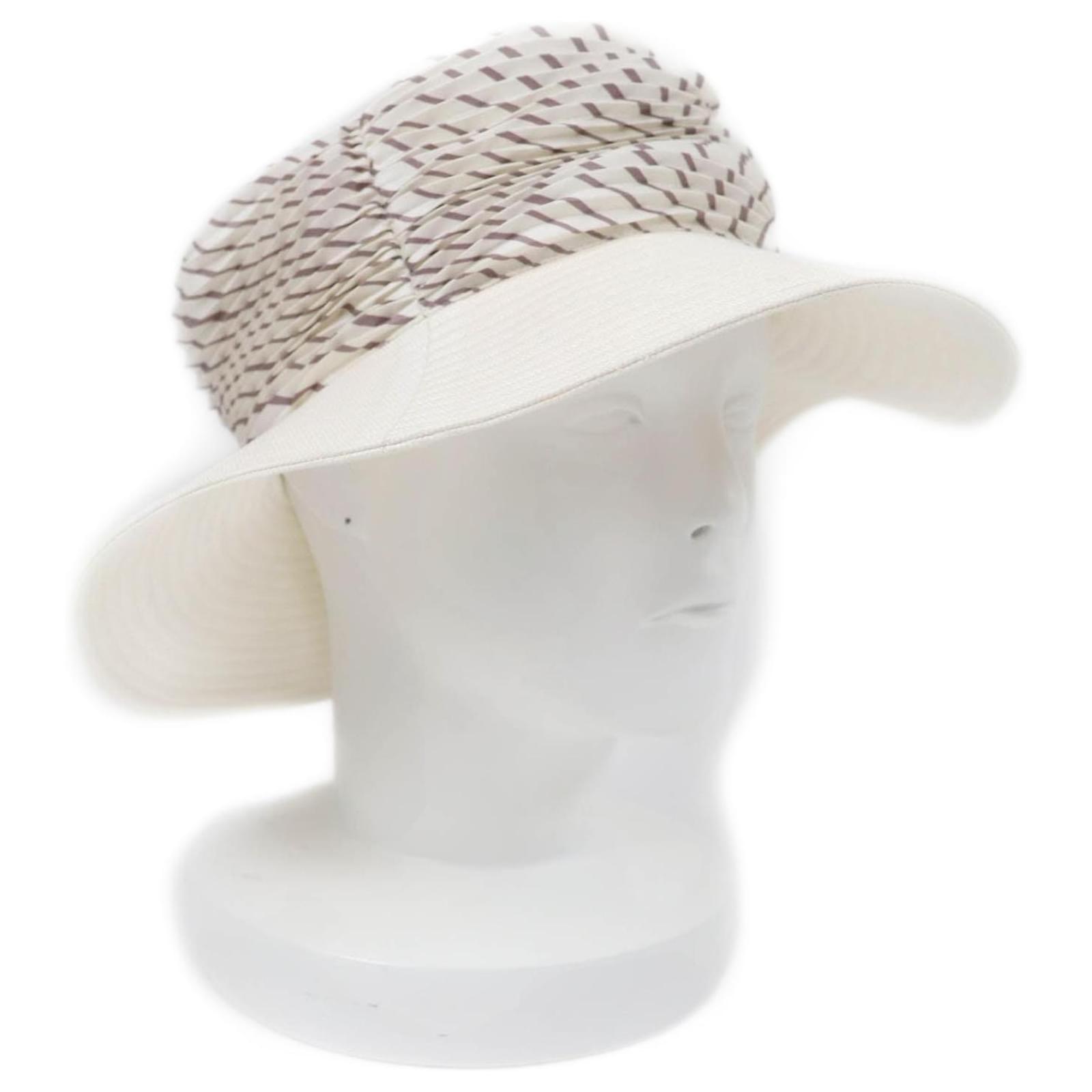 Hermès HERMES Cotton Silk Wide Brim Hat White Linen  ref.2289845