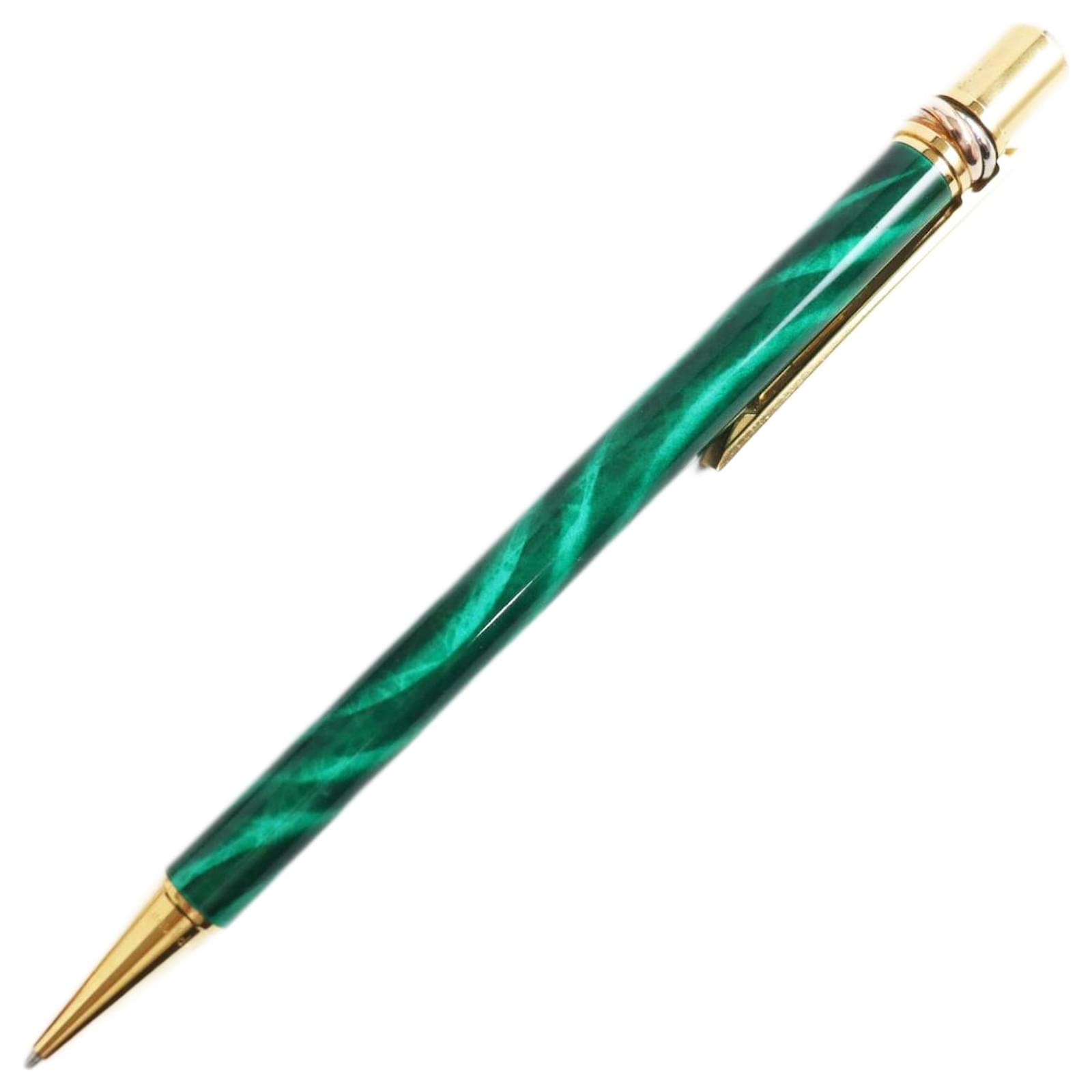 Cartier Trinity Malachite Ballpoint Pen Gold Green  ref.1686950