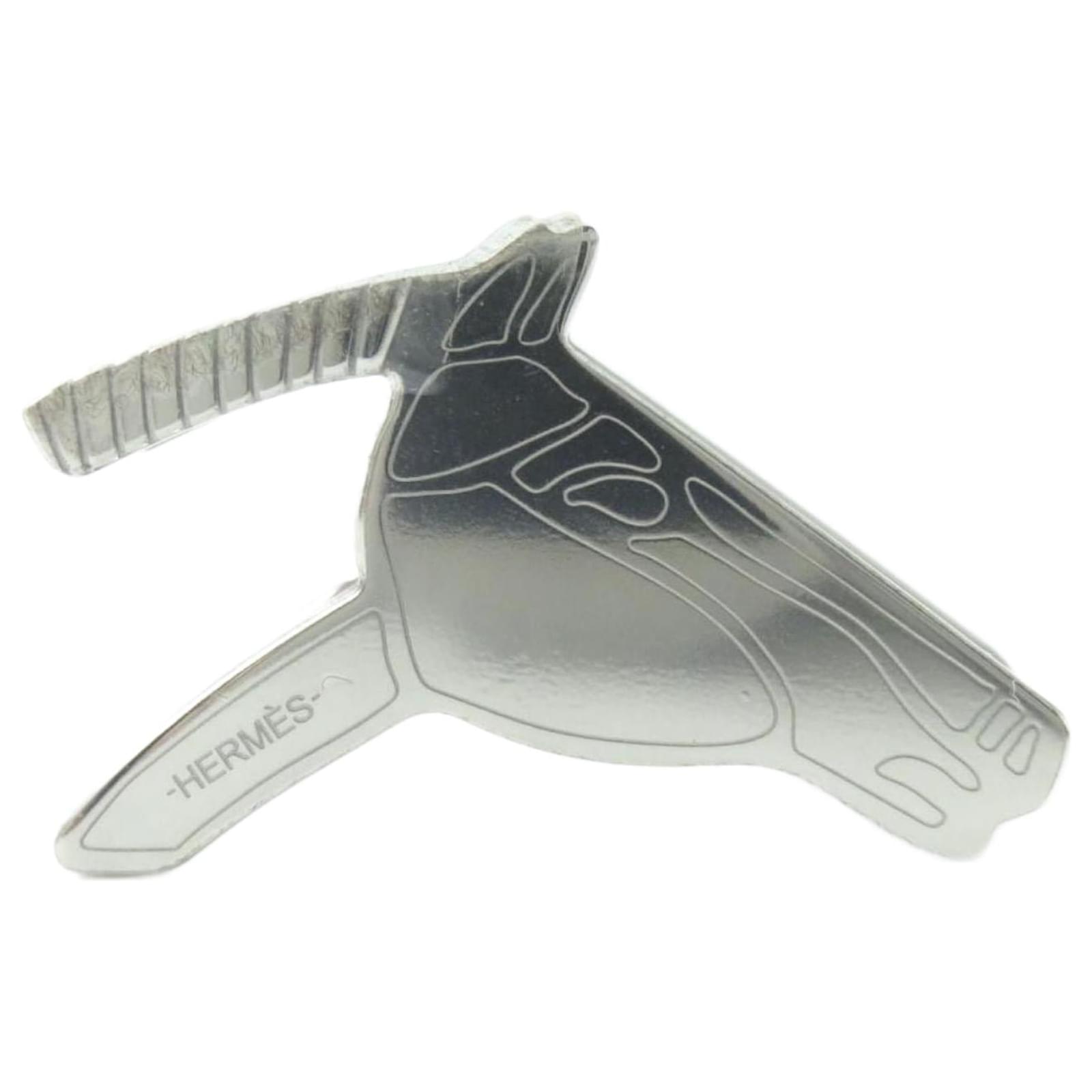 Hermès Hermes Horse Head Scarf Ring Silver Silvery Metal  ref.1689707