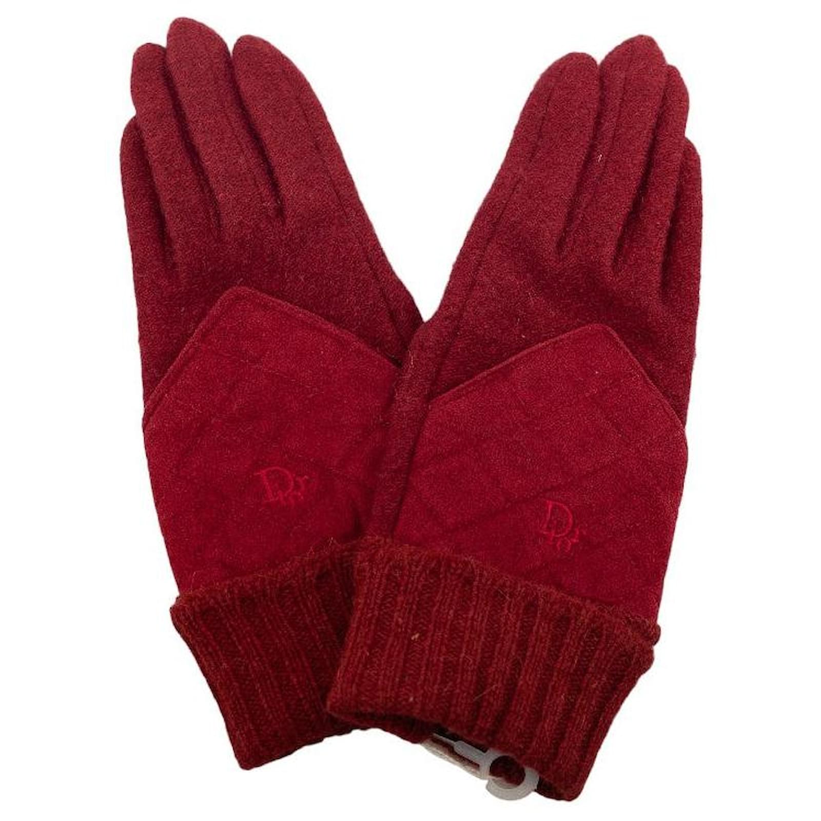 Dior Wool Nylon Gloves Dark red  ref.1460983