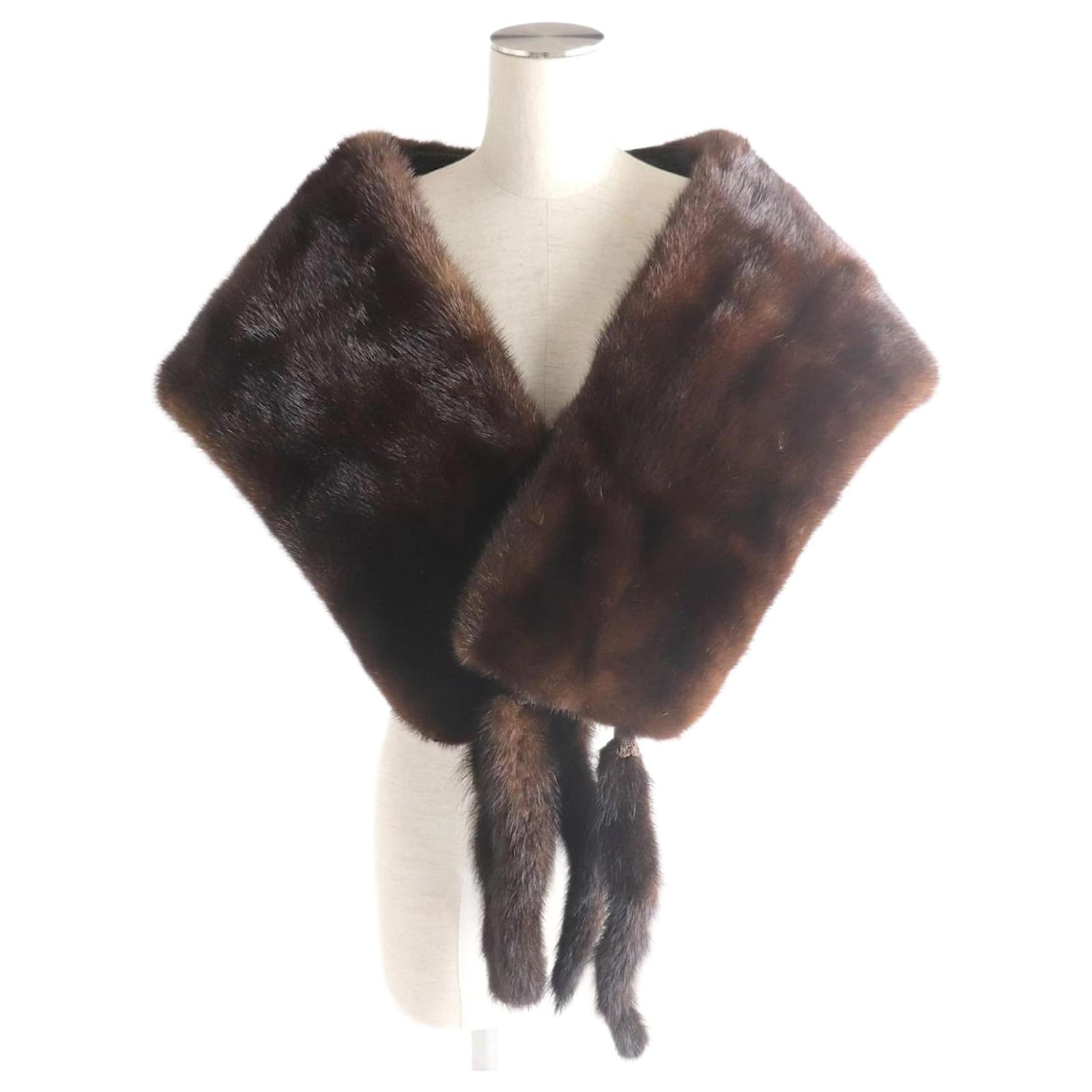 & Other Stories Mink Genuine Fur Shawl Brown with Tassels  ref.2289576