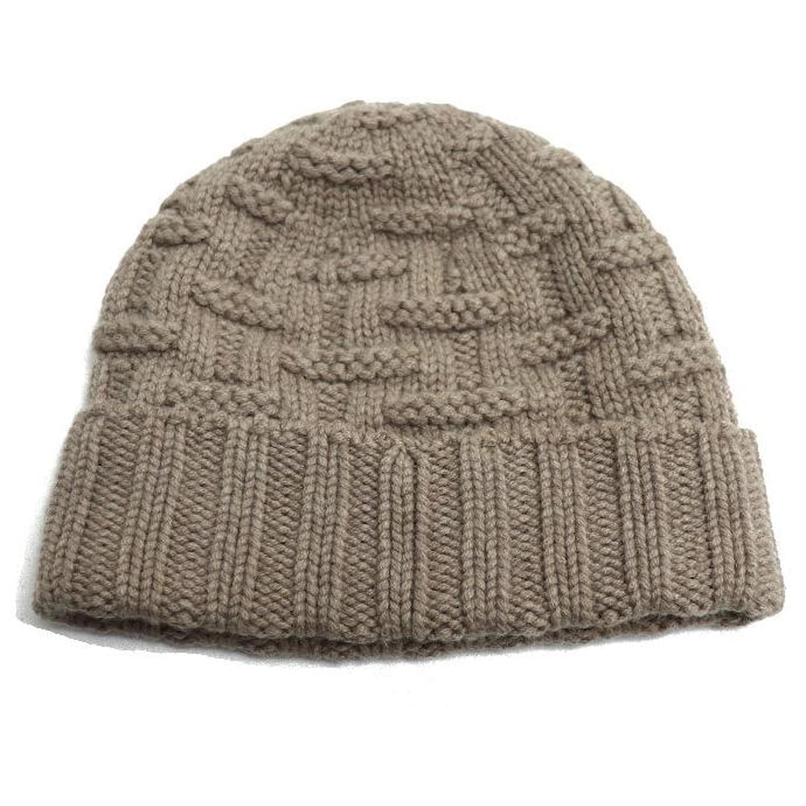 Hermès Hermes Cashmere Knit Cap Unisex Grey  ref.2327182
