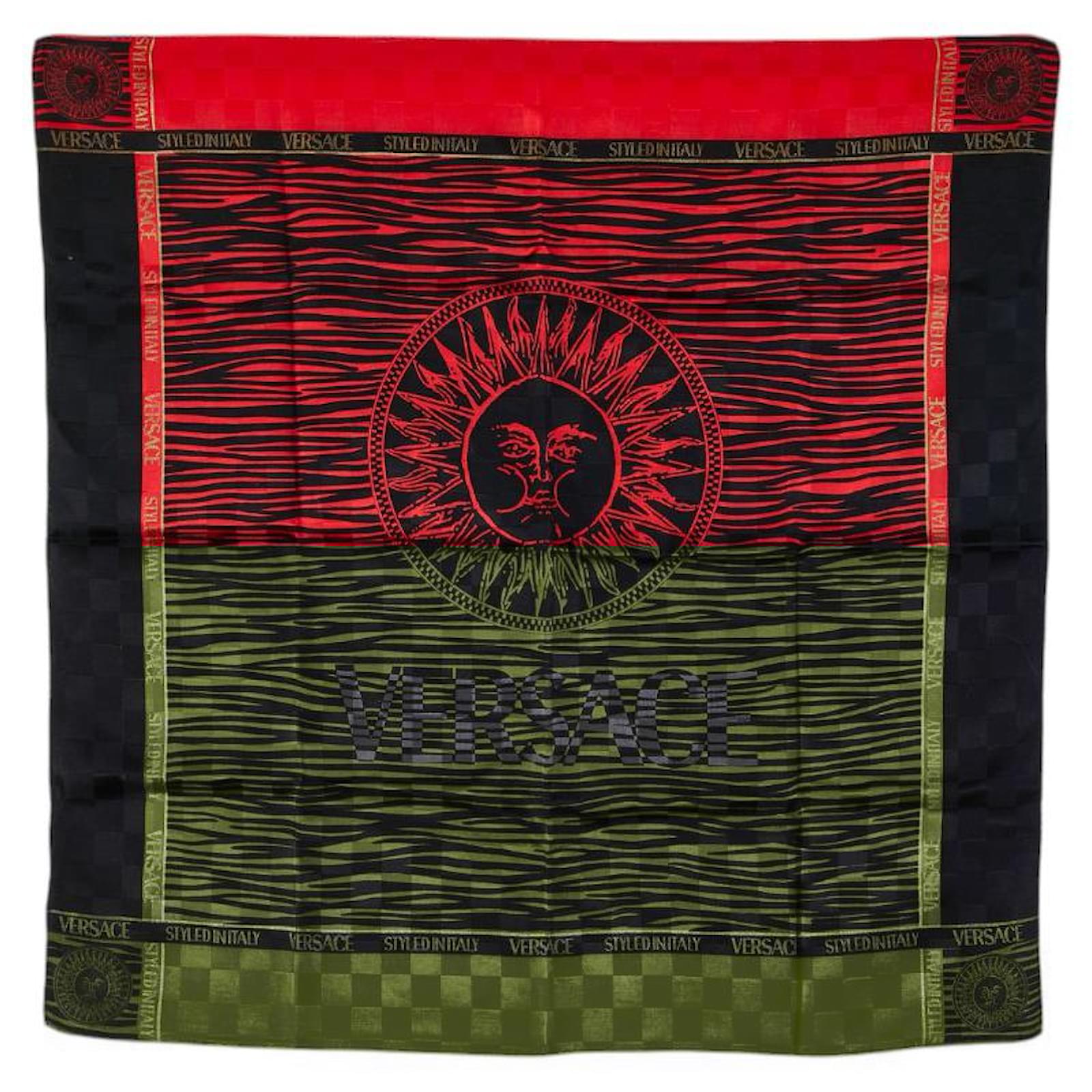 Versace Cotton Sunburst Scarf Black Red  ref.2326892