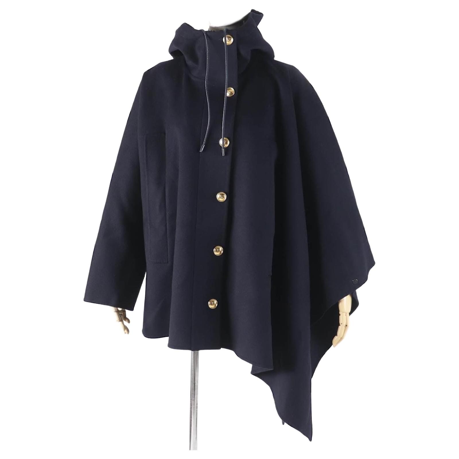 Valentino Asymmetrical Wool Cashmere Poncho Blue Navy blue  ref.2326846