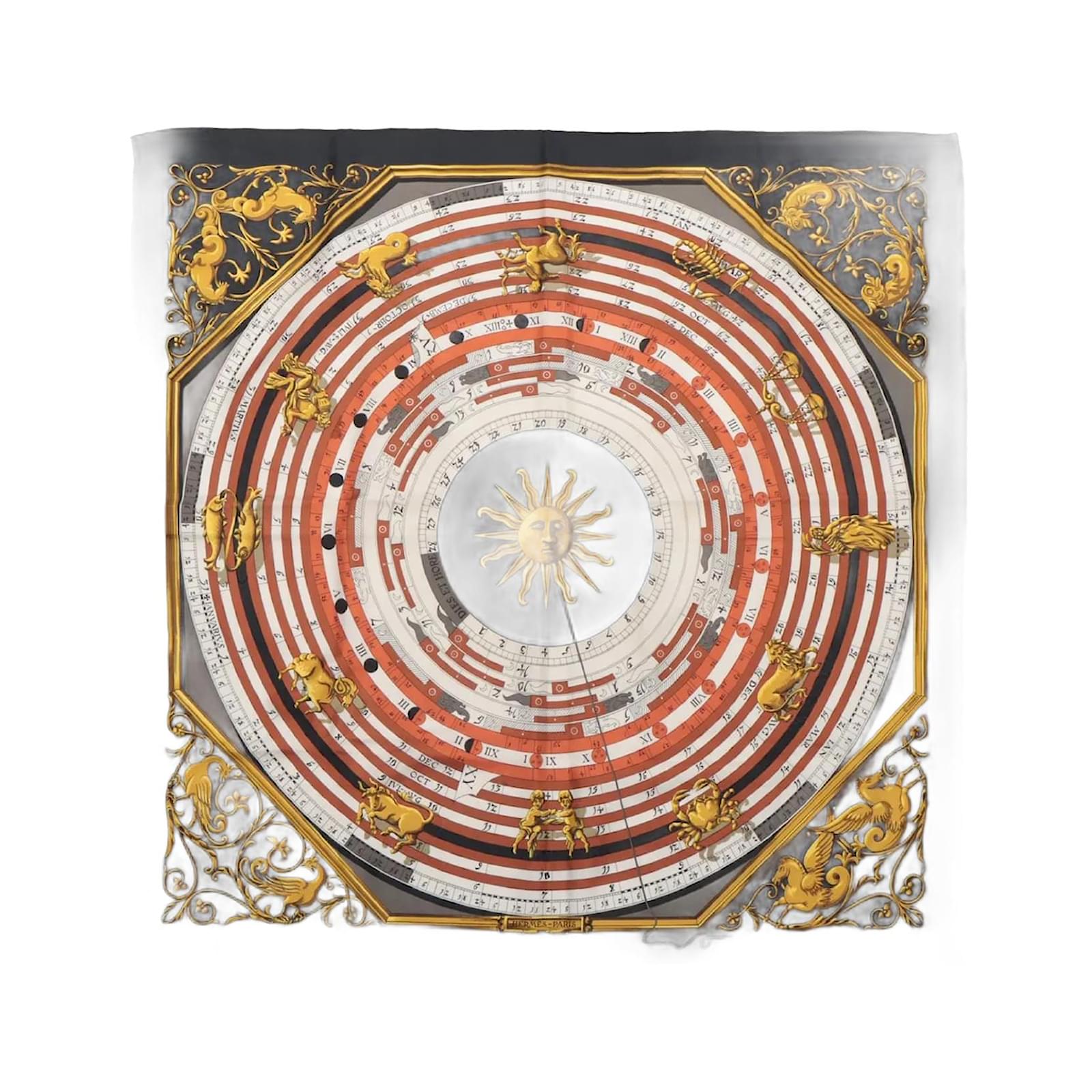 Hermès Carré 90 " DIES ET HORE" Silk handkerchief in Black  ref.2325610