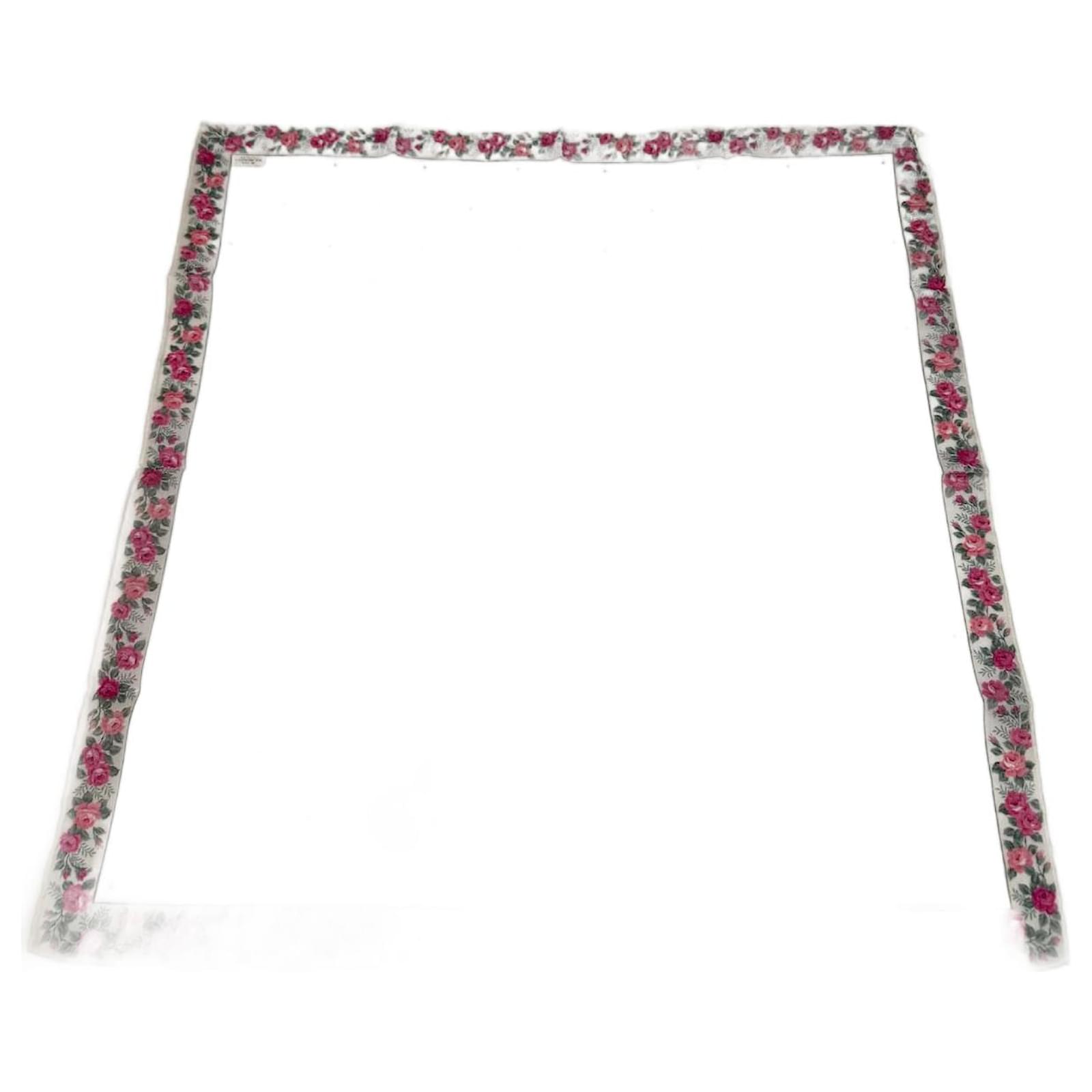 Vintage Dior Floral scarf babyblue Silk  ref.2325574