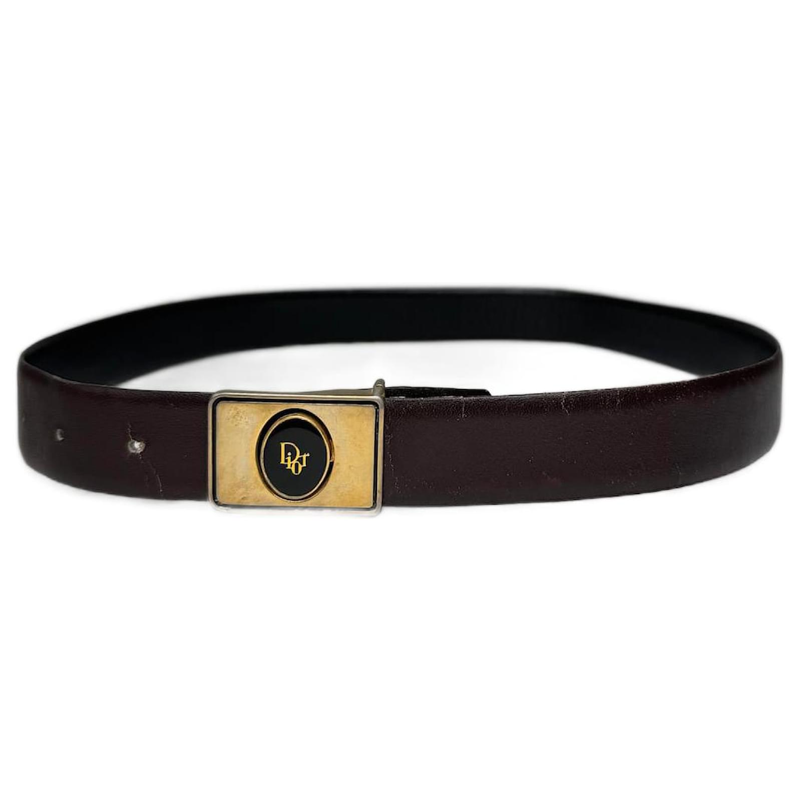 Vintage Dior Leather belt brown Black  ref.2325554