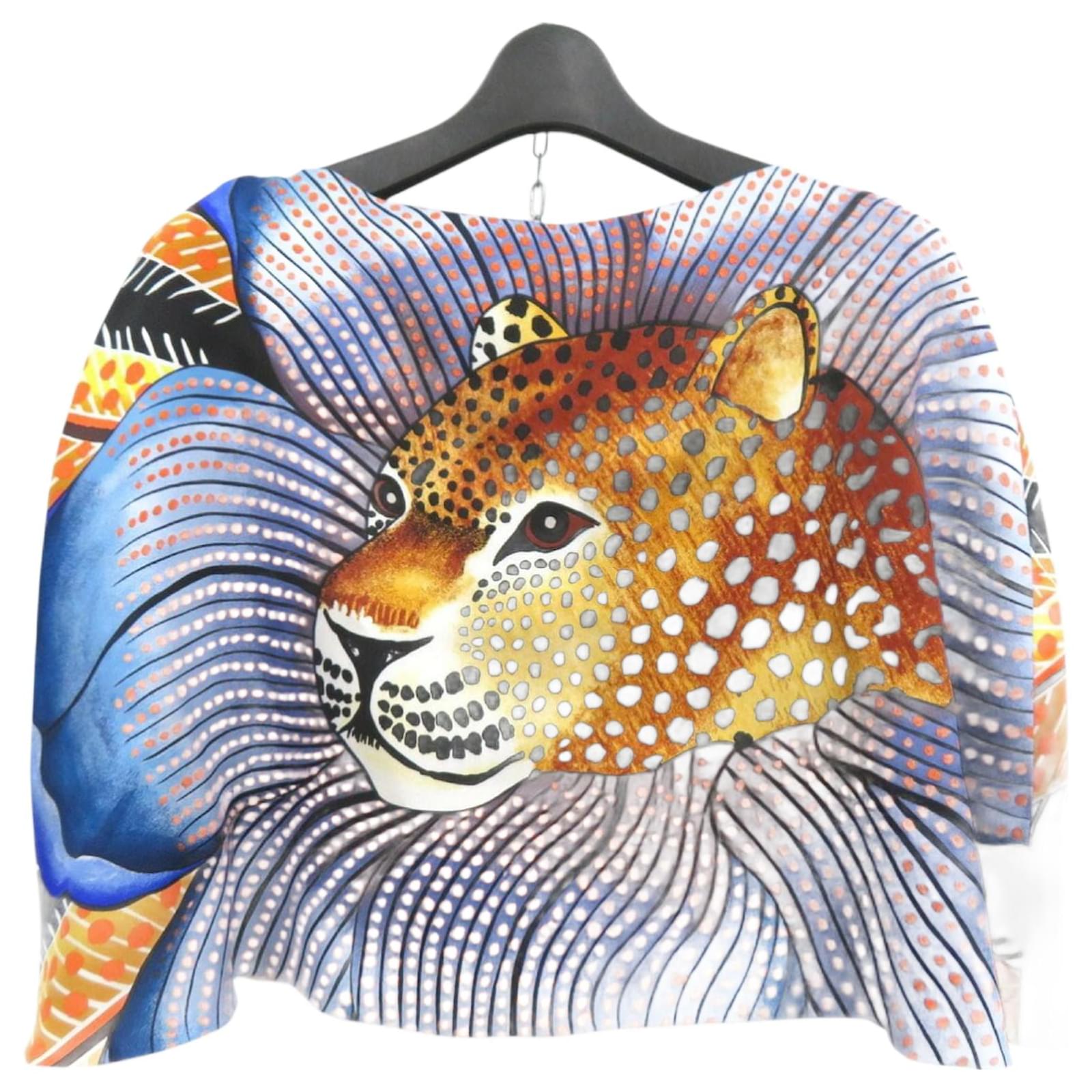 Hermès Hermes Baobab Cat Petite H Cape Leopard Poncho Multiple colors Silk  ref.2324949