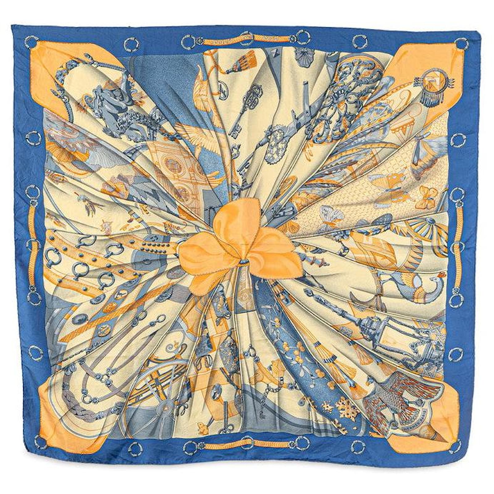 Hermès Hermes soleil de soie Silk Scarf Blue  ref.2323715