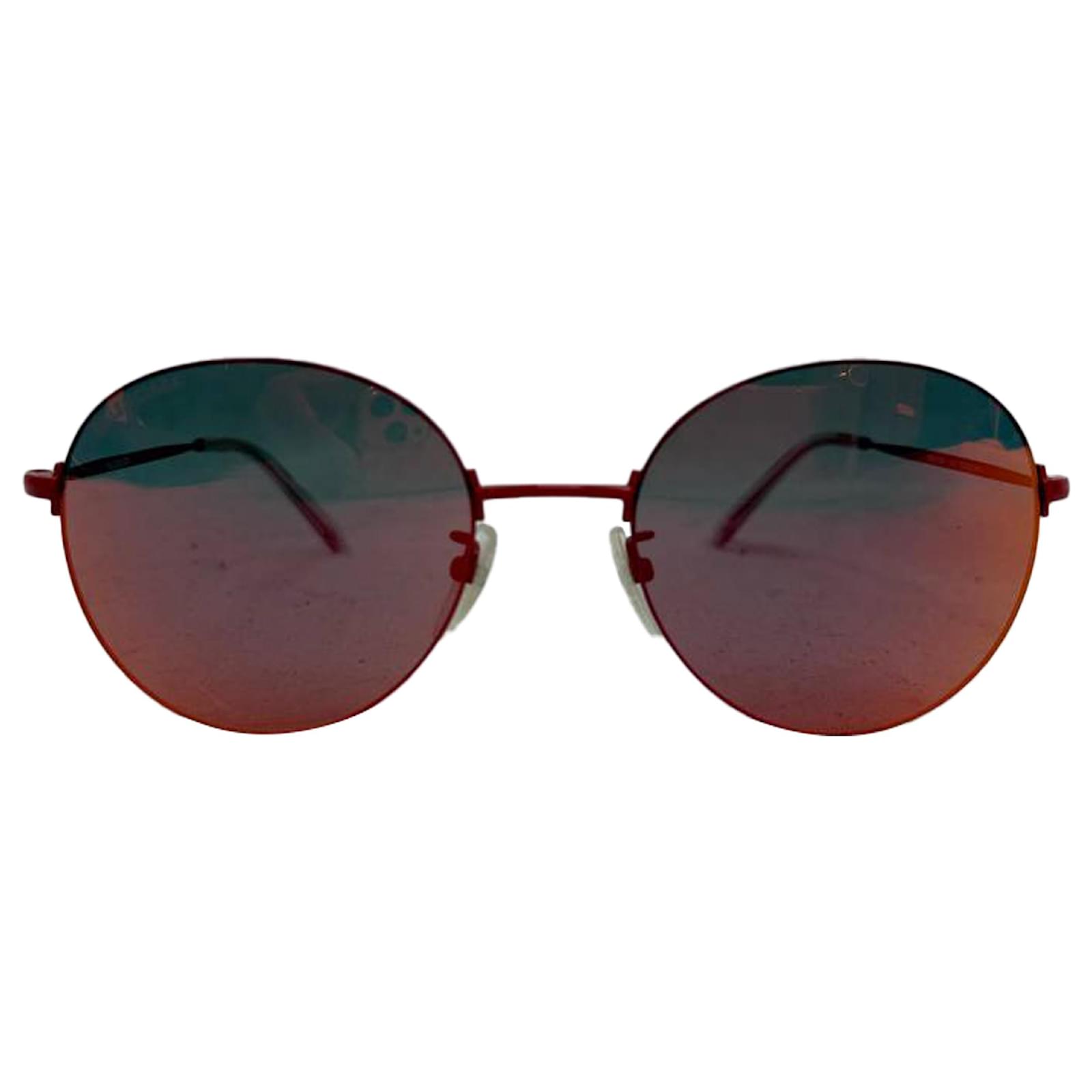 Balenciaga Round BB0016SK Sunglasses in Red Metal Dark red  ref.2323277