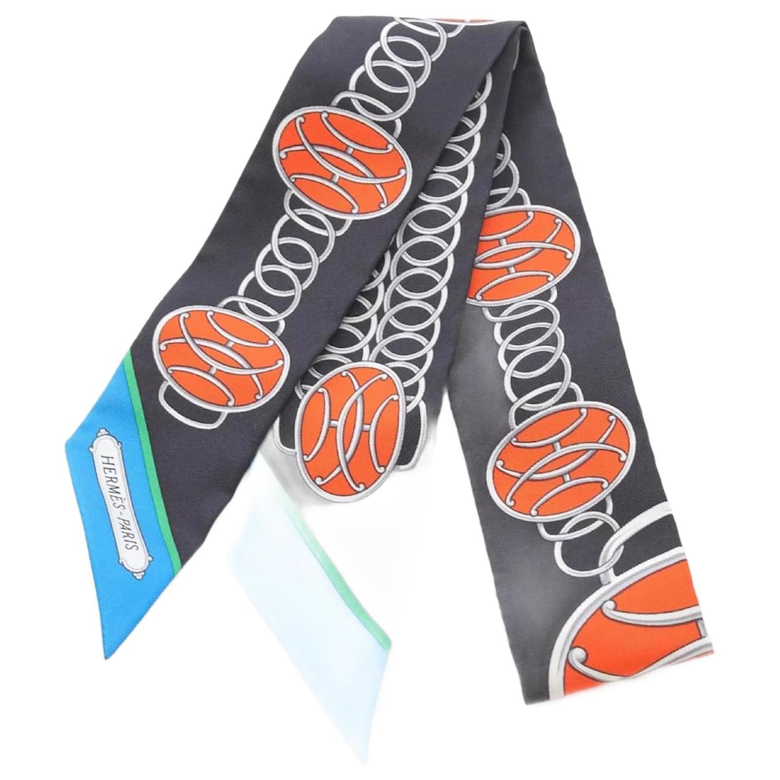 Hermès Hermes HERMES Twilly LIFT PROFILE Scarf Black Multiple colors Silk  ref.2322769