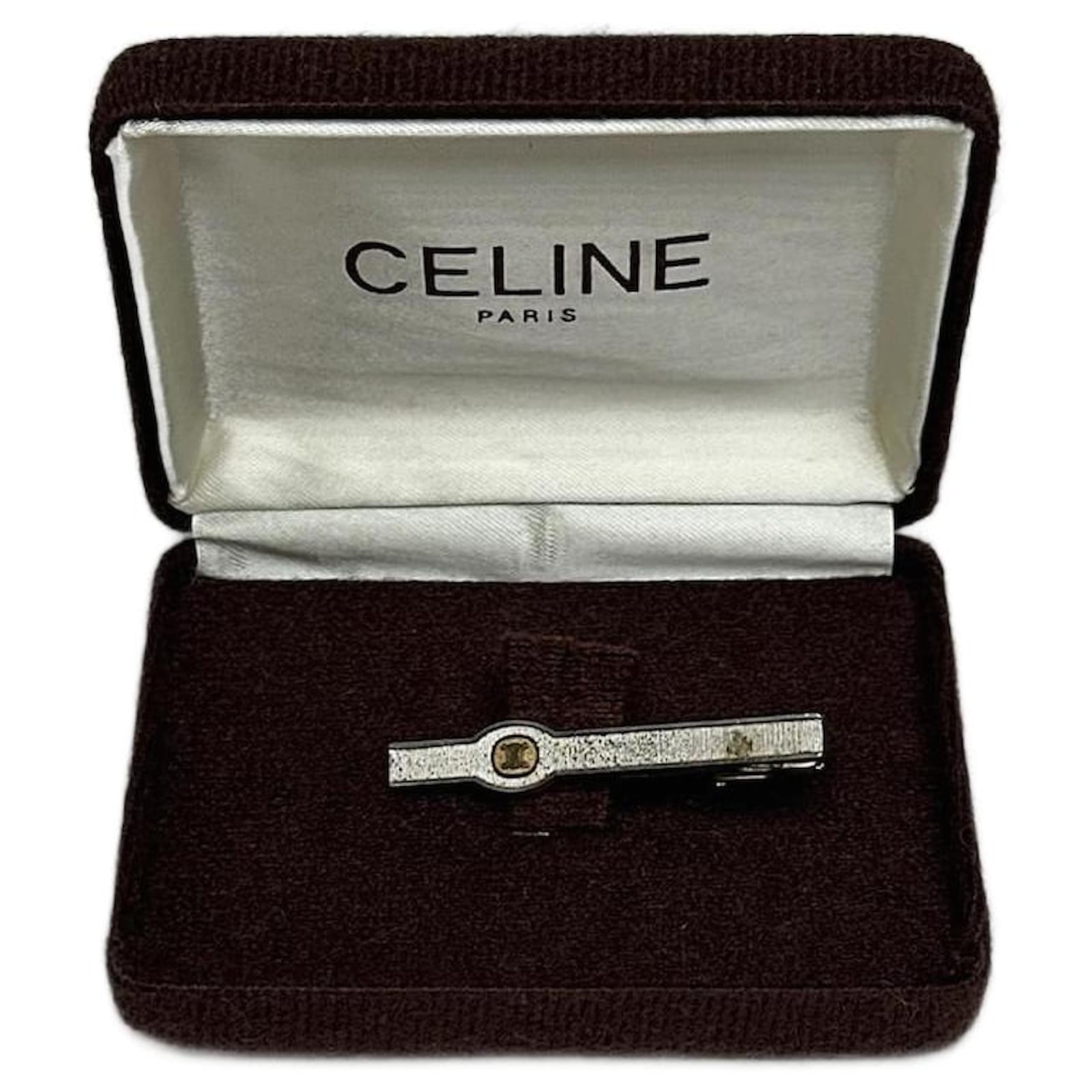 Céline Vintage Celine money Tie clamp silver golden Silvery  ref.2322589