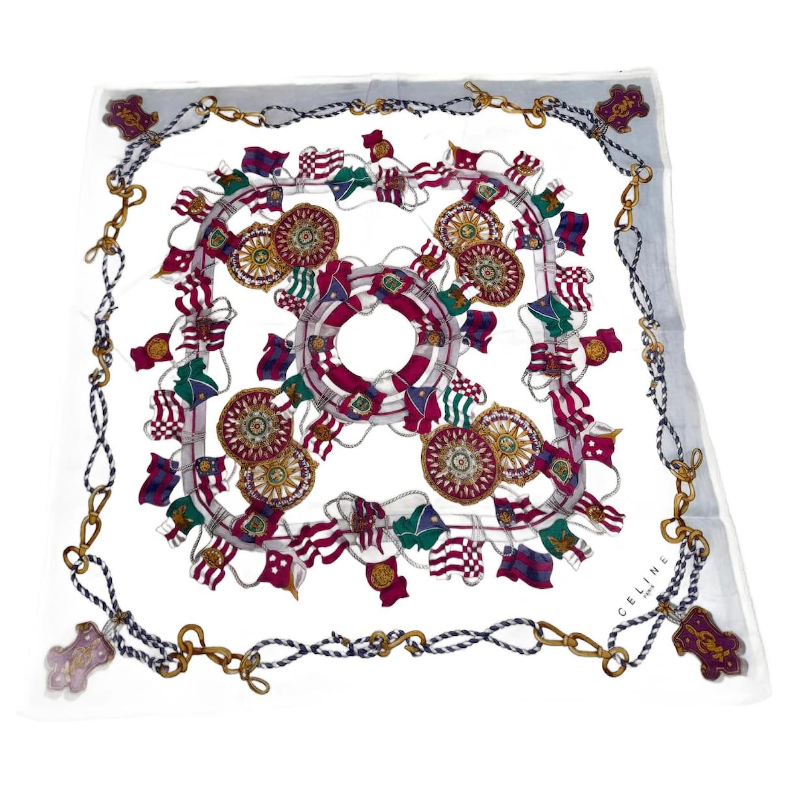 Céline Vintage Celine floral scarf Multiple colors Silk  ref.2322568