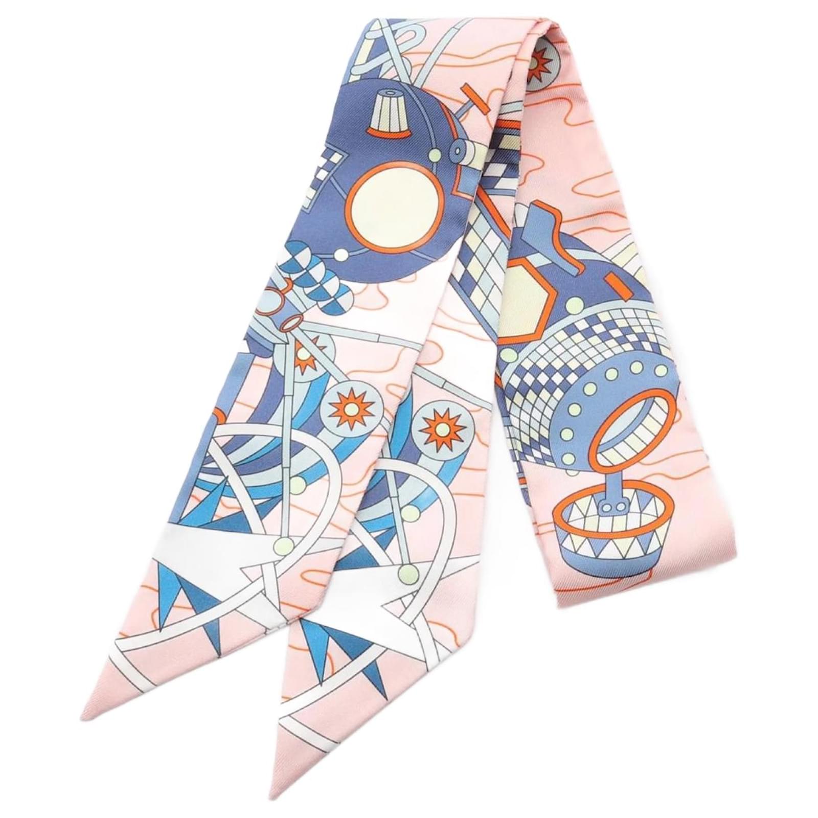 Hermès Hermes Twilly Odyssey Silk Scarf Pink Multiple colors  ref.2322320