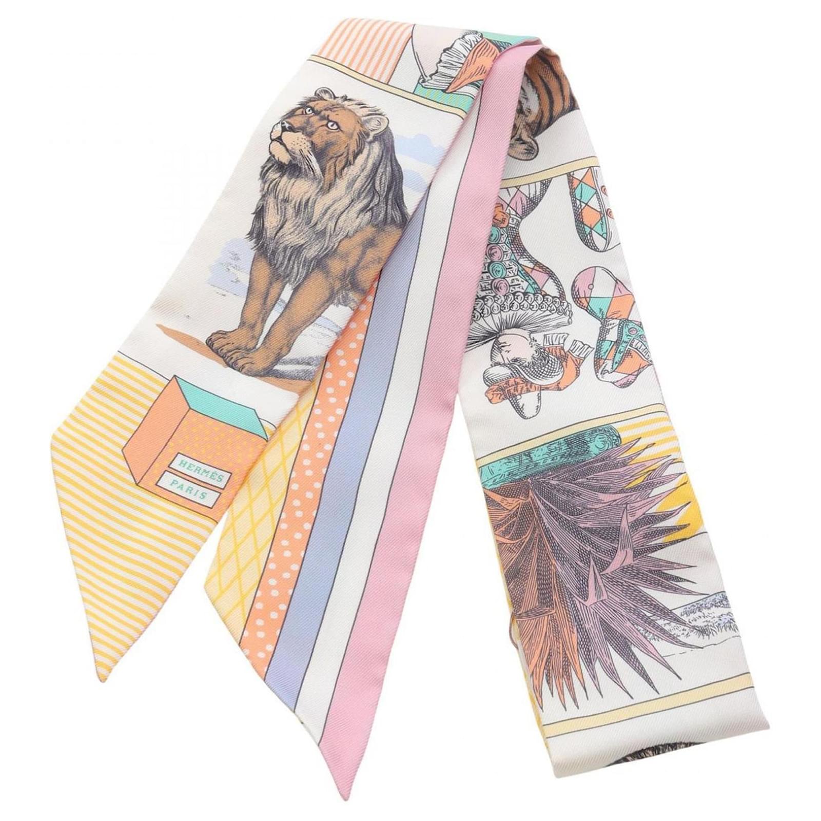 Hermès Hermes Twilly Grand Theatre Nouve Scarf White Multiple colors Silk  ref.2321743