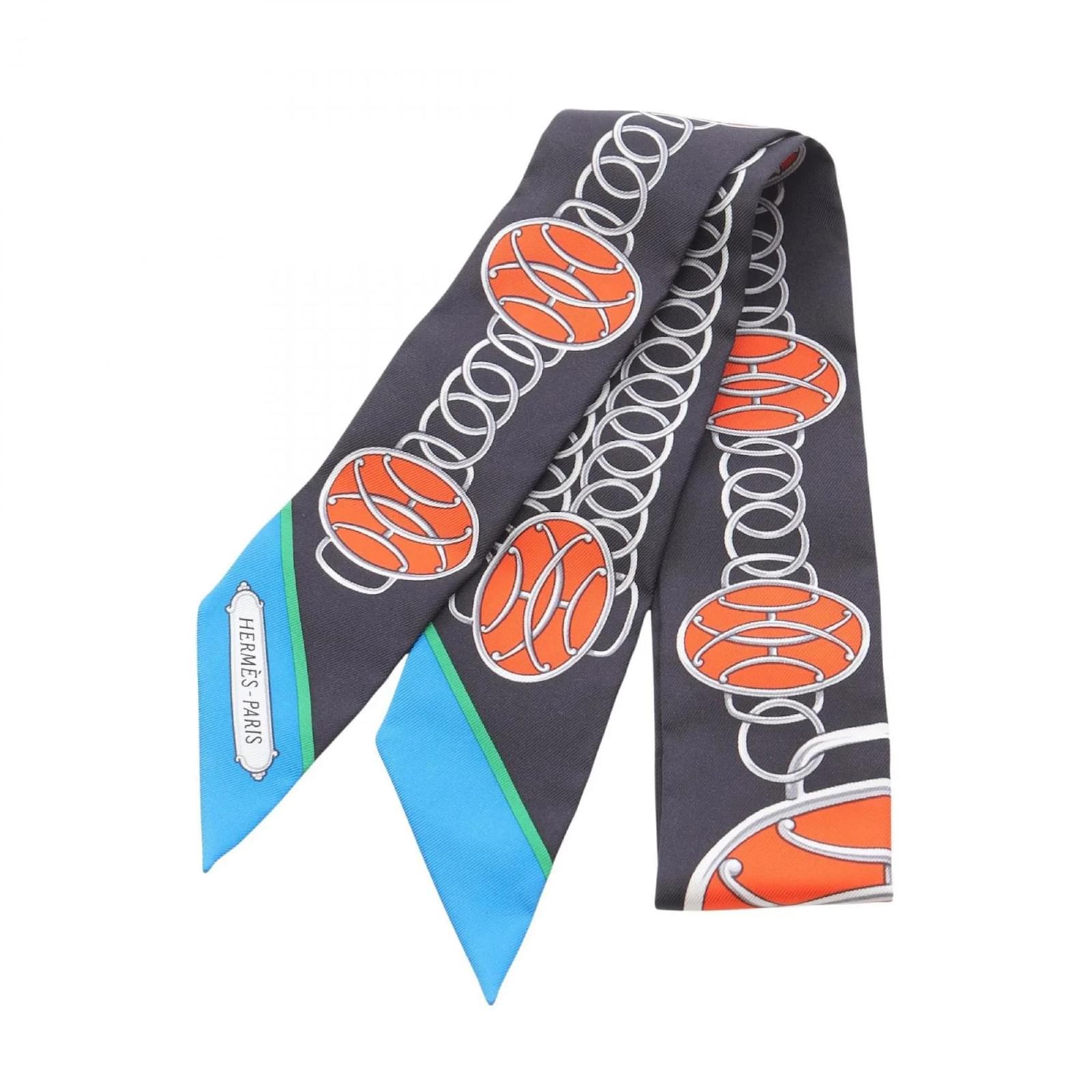 Hermès Hermes HERMES Twilly LIFT PROFILE Scarf Black Multiple colors Silk  ref.2321741