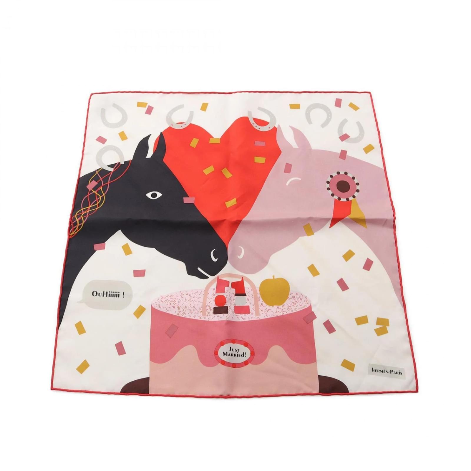 Hermès Hermes Petit Carre 45 Gavroche JUST MARRIED Scarf Multiple colors Cream Silk  ref.2321715