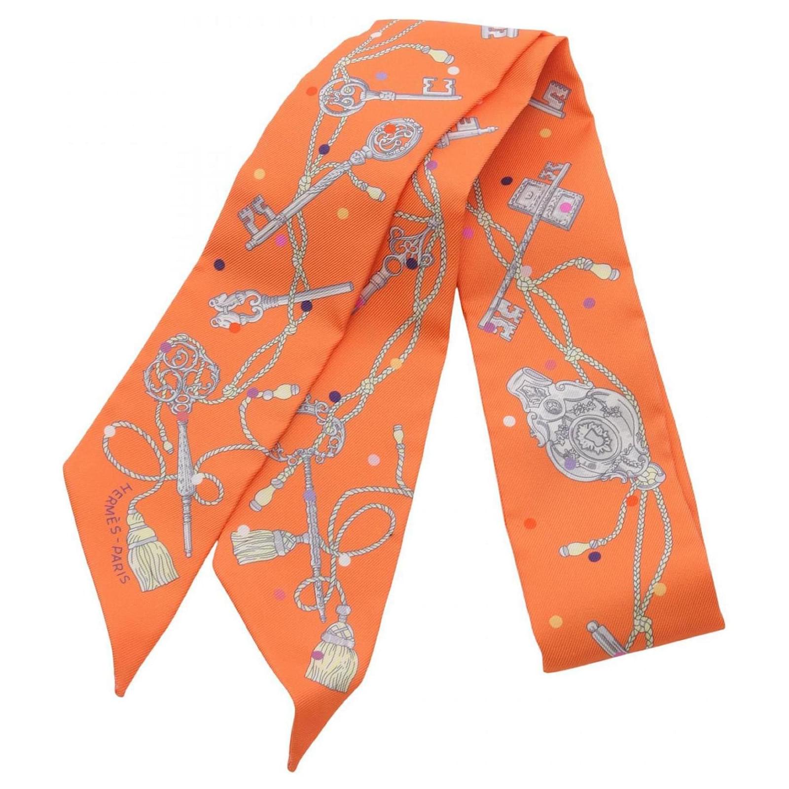 Hermès Hermes Twilly LES CLES A POIS Scarf Multiple colors Orange Silk  ref.2321686