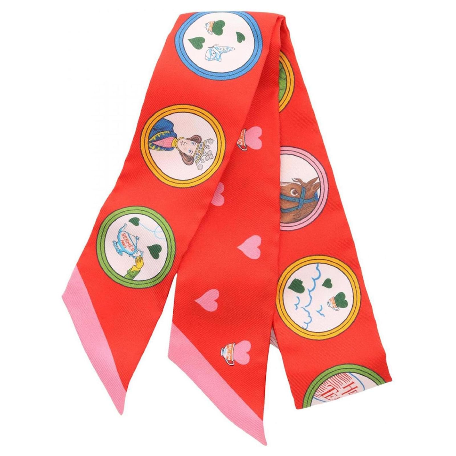Hermès Hermes Twilly Tea Time Scarf Red Multiple colors Silk  ref.2321687