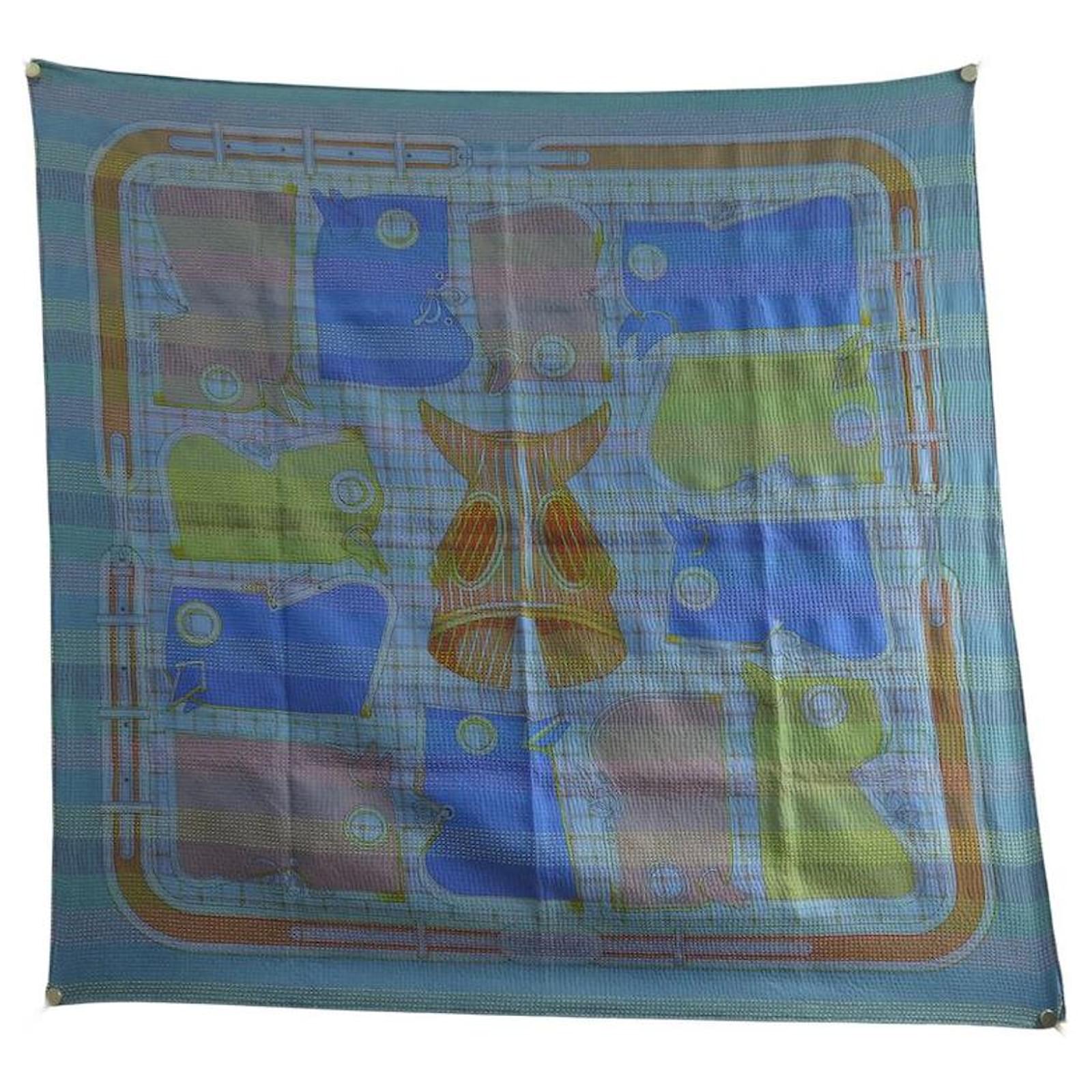 Hermès NINE RARE HERMES SCARF CAMAILS LIMITED EDITION INDIGO NATURAL BLUE SILK  ref.2251044