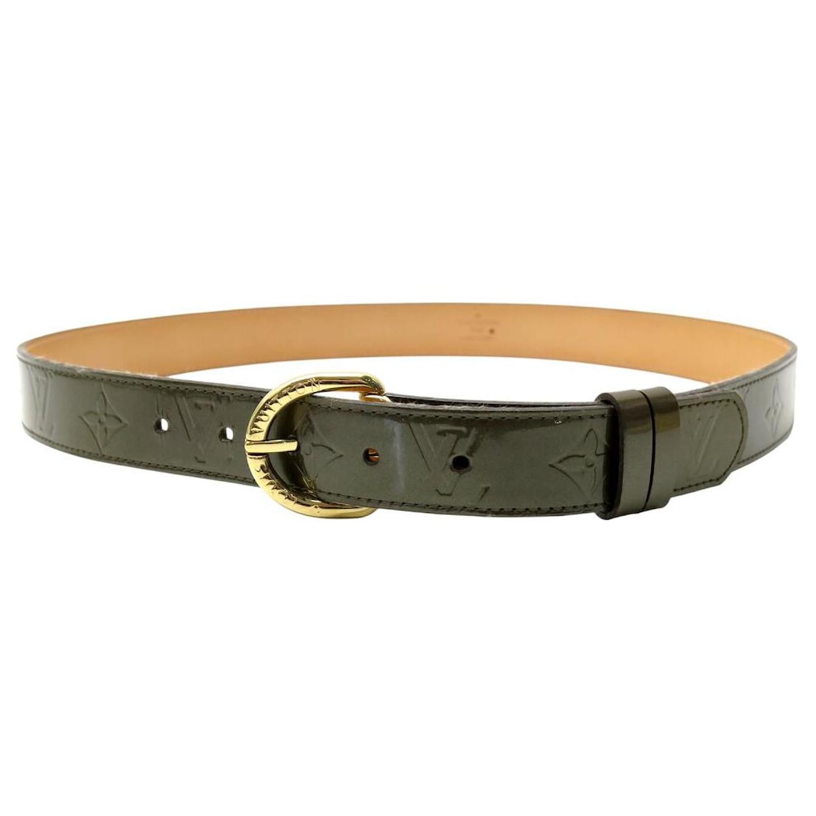 LOUIS VUITTON M9818 T90 KHAKI MONOGRAM PATENT LEATHER BELT  ref.2185743