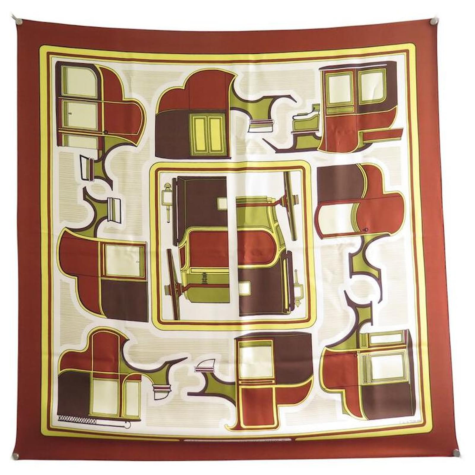 Hermès VINTAGE HERMES SCARF LES COUPES 1ST EDITION 1970 90CM SILK SCARF Brown  ref.2321356