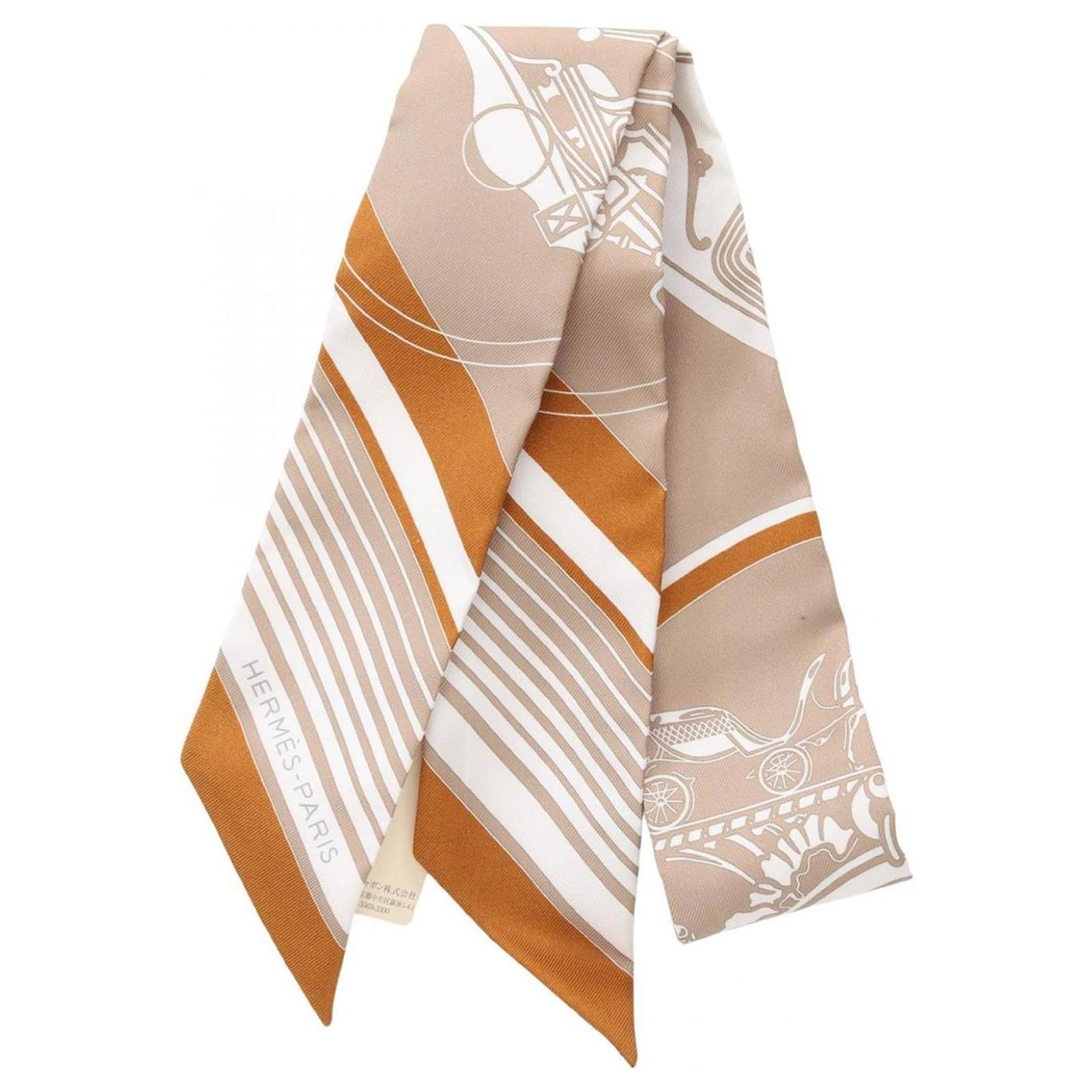 Hermès Hermes Twilly EX-LIBRIS Scarf Multiple colors Beige Silk  ref.2321317
