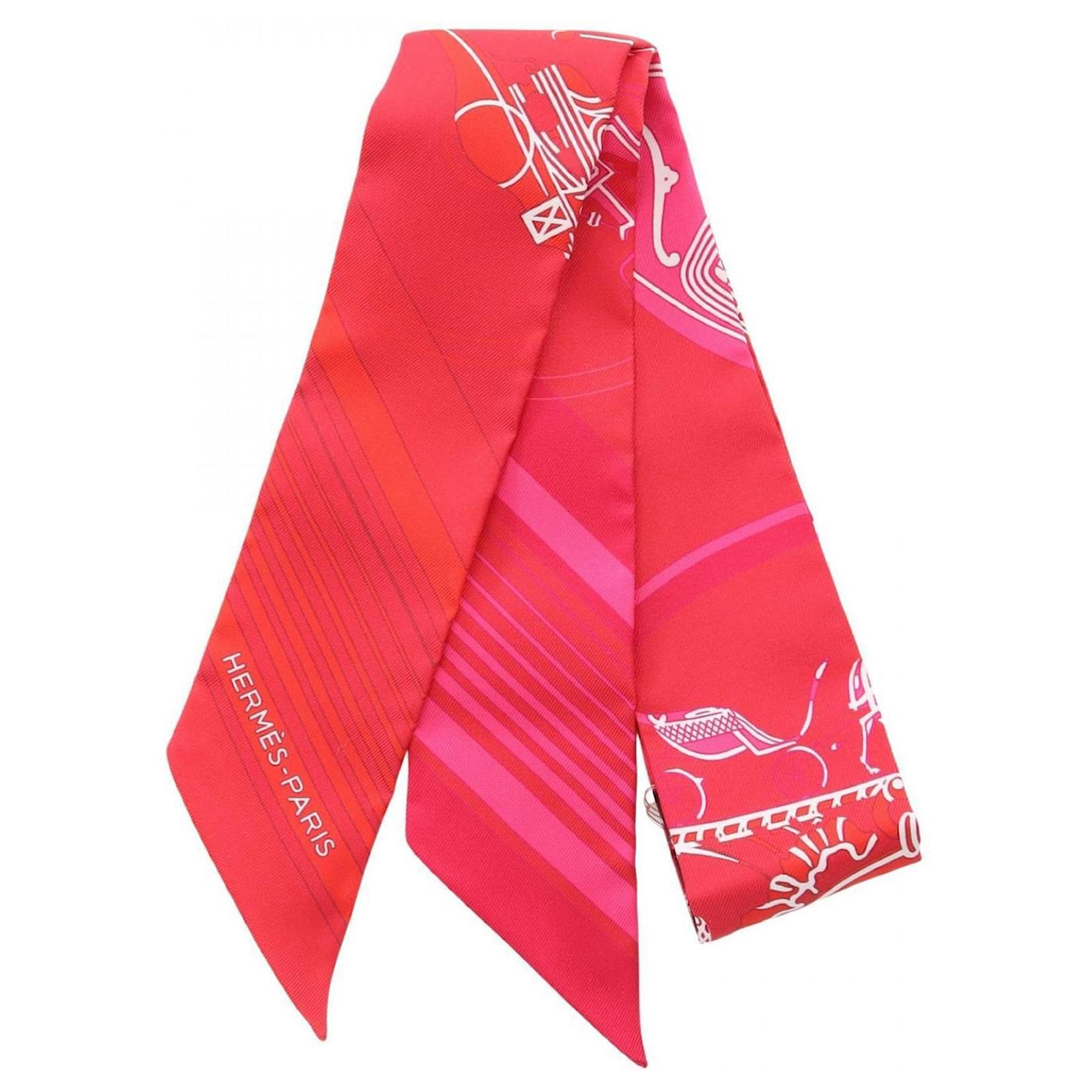 Hermès Hermes Twilly EX-LIBRIS Scarf Red Multiple colors Silk  ref.2321296