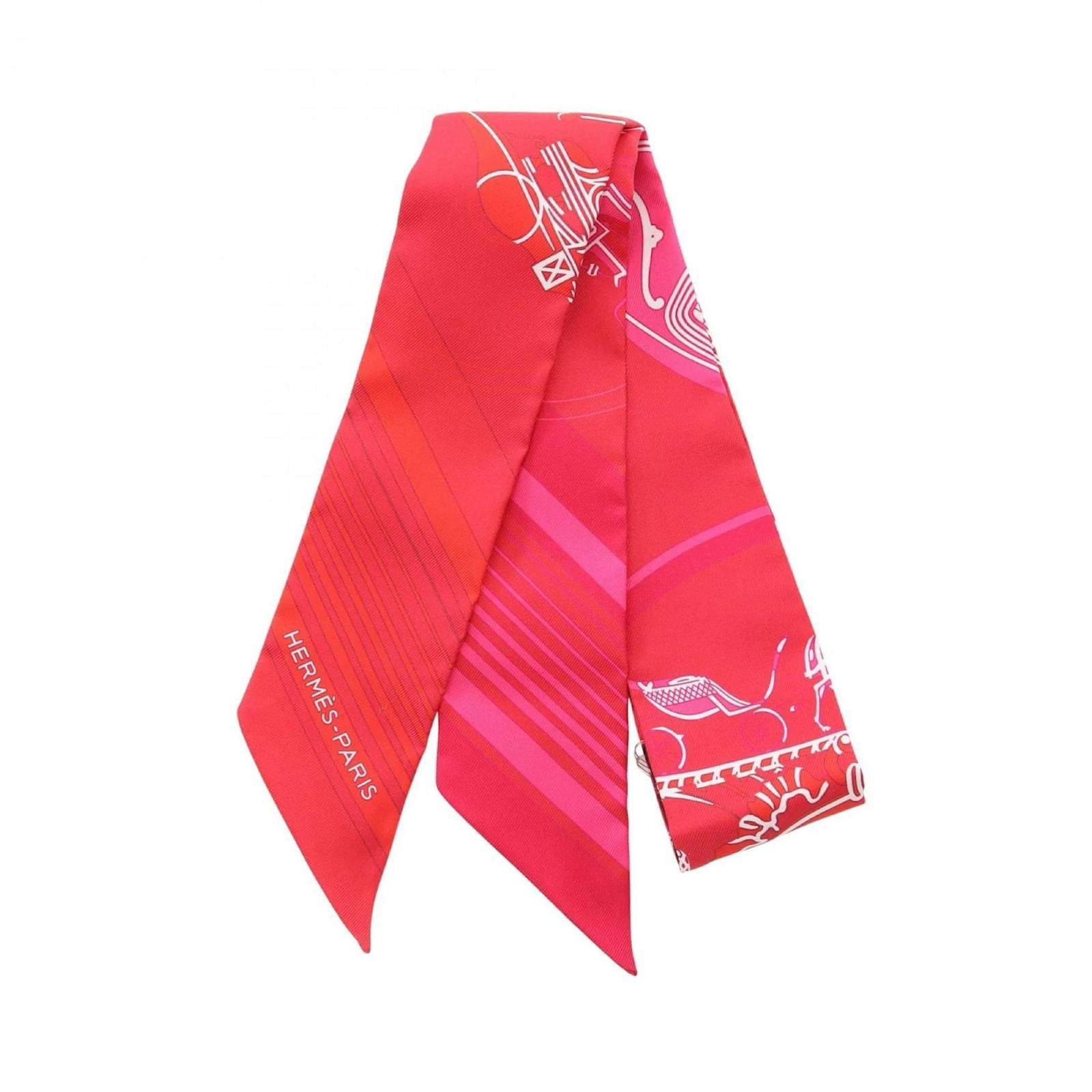 Hermès Hermes Twilly EX-LIBRIS Scarf Red Multiple colors  ref.2321154