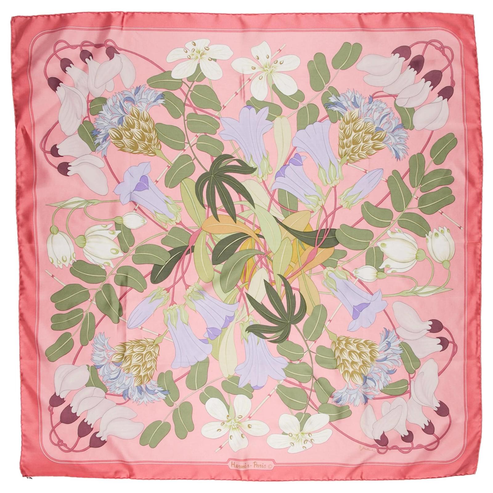 Hermès Carré 90 " Flora Graeca" 100% Silk Scarf in Pink  ref.2320156