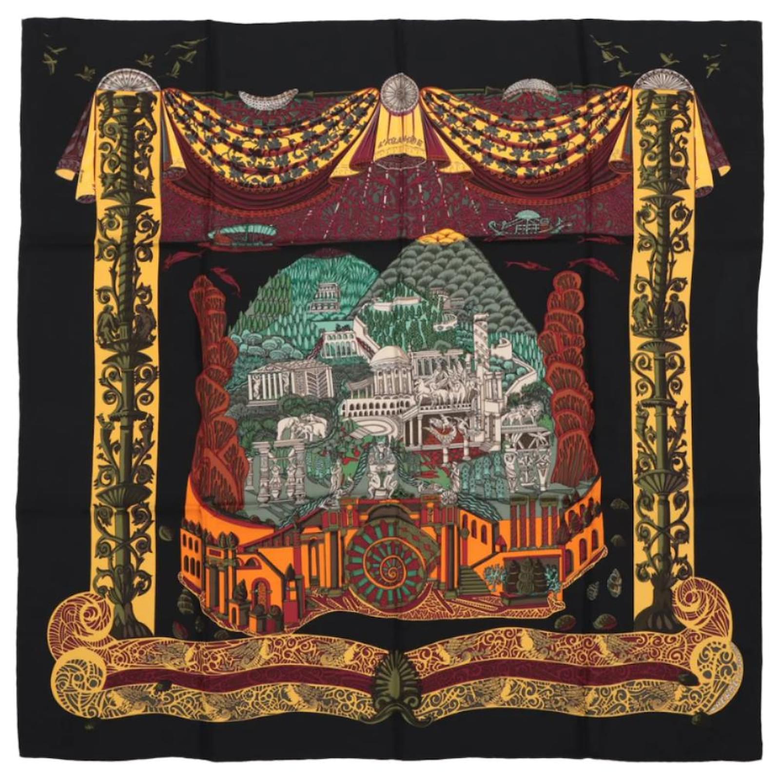 Hermès Carré 90 "L ATLANTIDE" 100% Silk Scarf in Black  ref.2320001