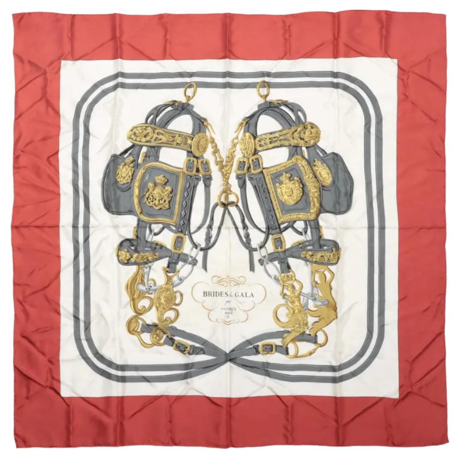 Hermès Carré 90 "BRIDES de GALA" 100% Silk Scarf in Red  ref.2319885
