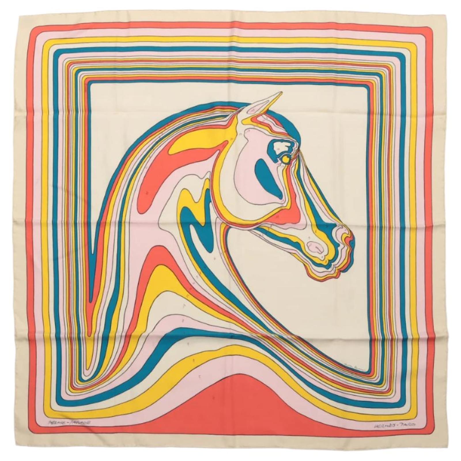 Hermès Carré 90 "PEGASE" 100% Silk Scarf in Beige and Multicolor  ref.2319810