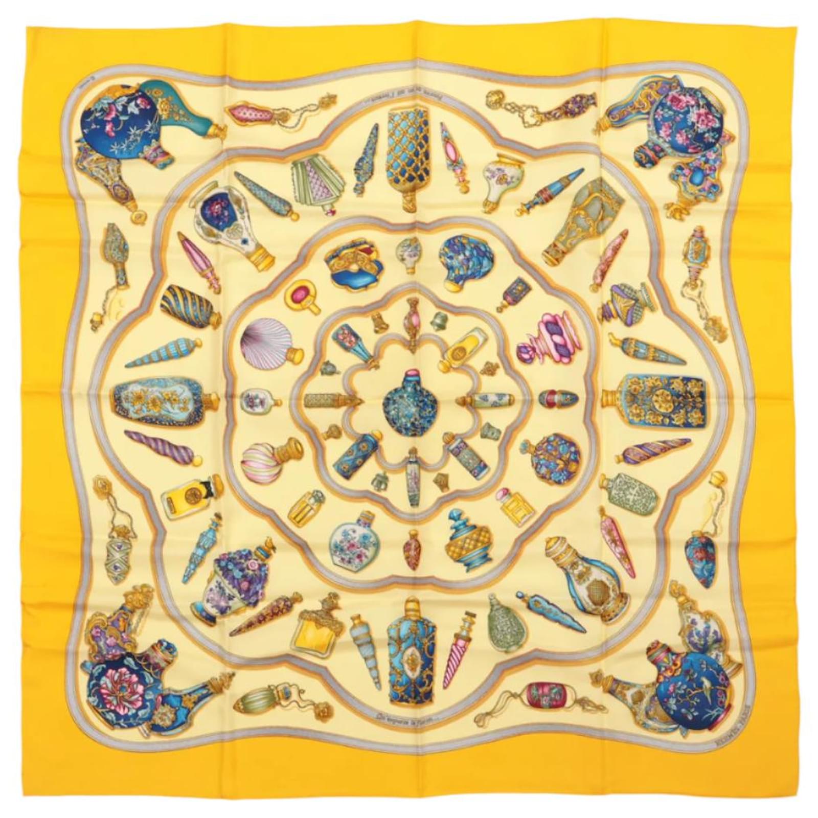 Hermès Carré 90 "Qu'importe le flacon perfume bottle" 100% Silk Scarf in Yellow  ref.2319798