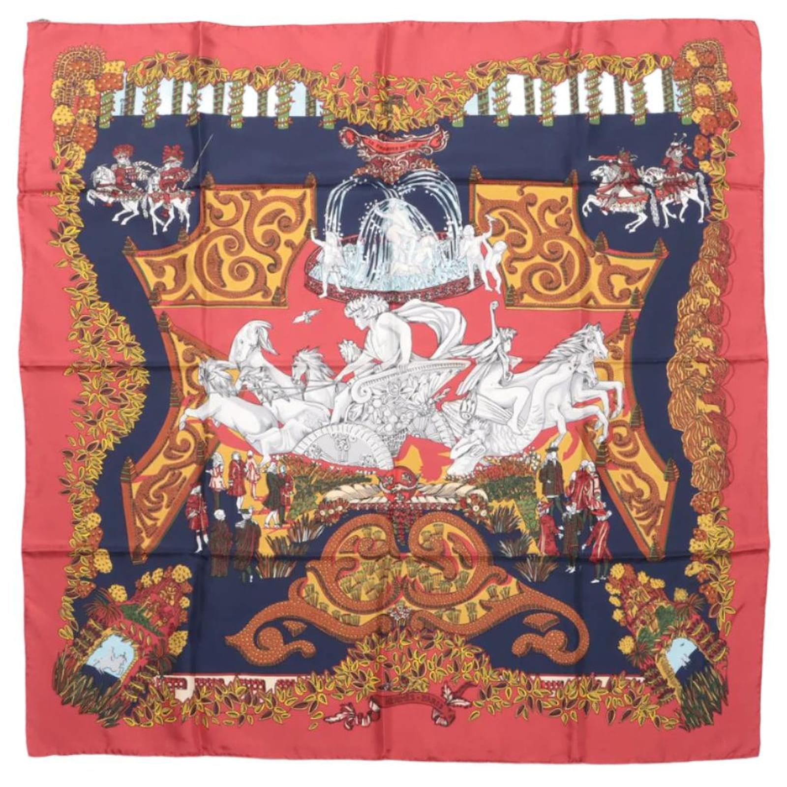 Hermès Carré 90 "LE PARADIS DU ROY" 100% Silk Scarf in Red  ref.2319600