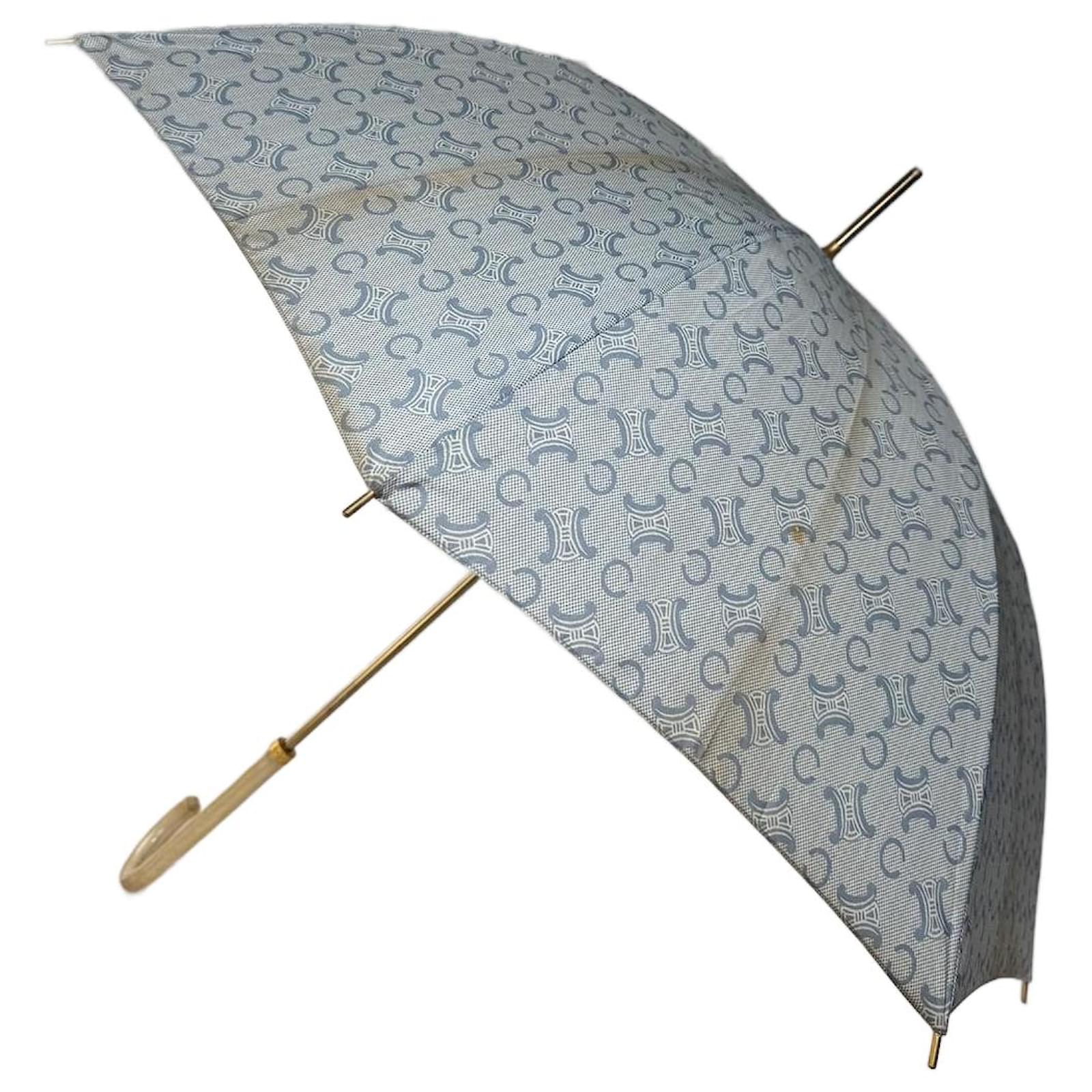 Céline Vintage Celine Paris Monogram Umbrella Turquoise Blue  ref.2319437