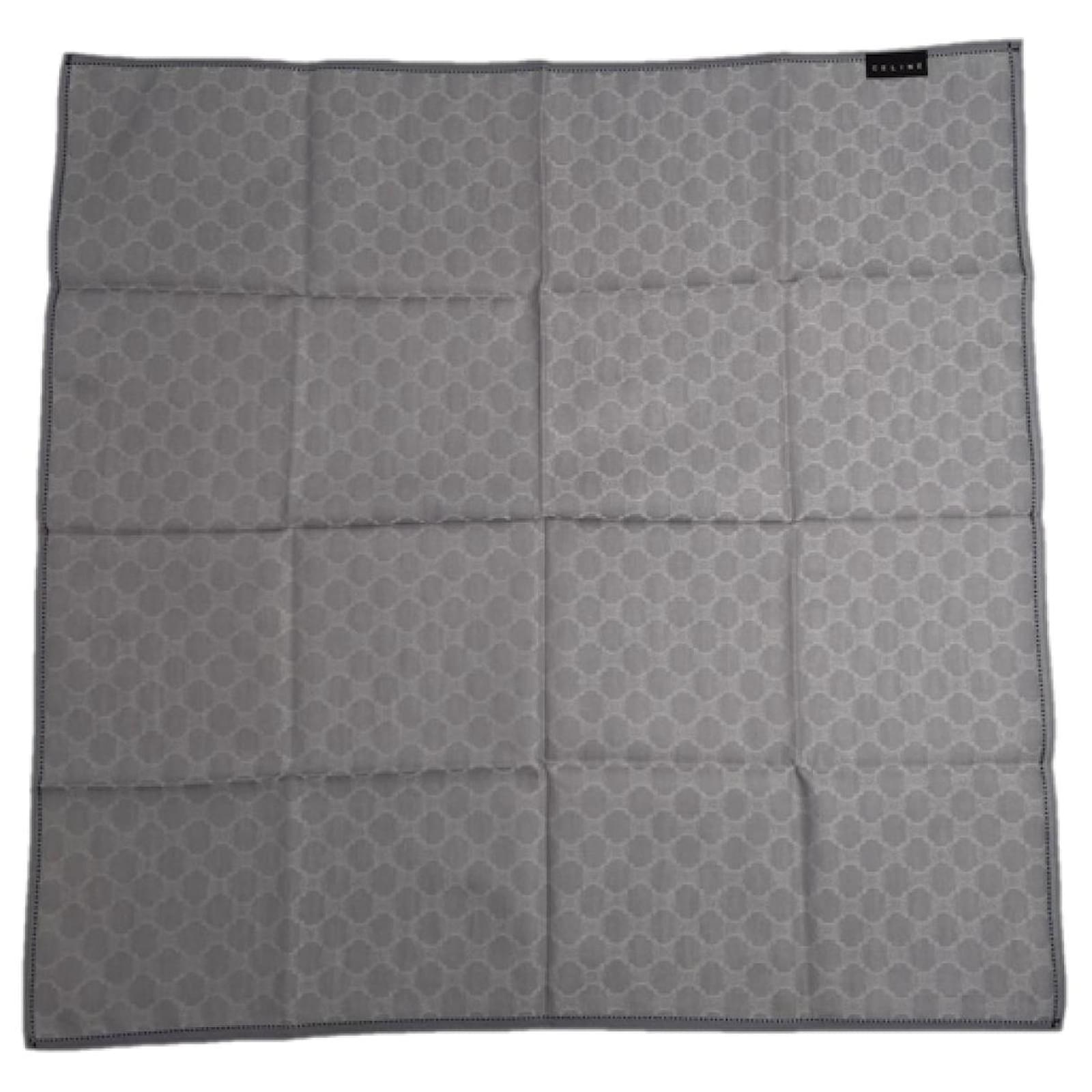 Céline Celine Silver Silk Scarf Silvery  ref.2319297