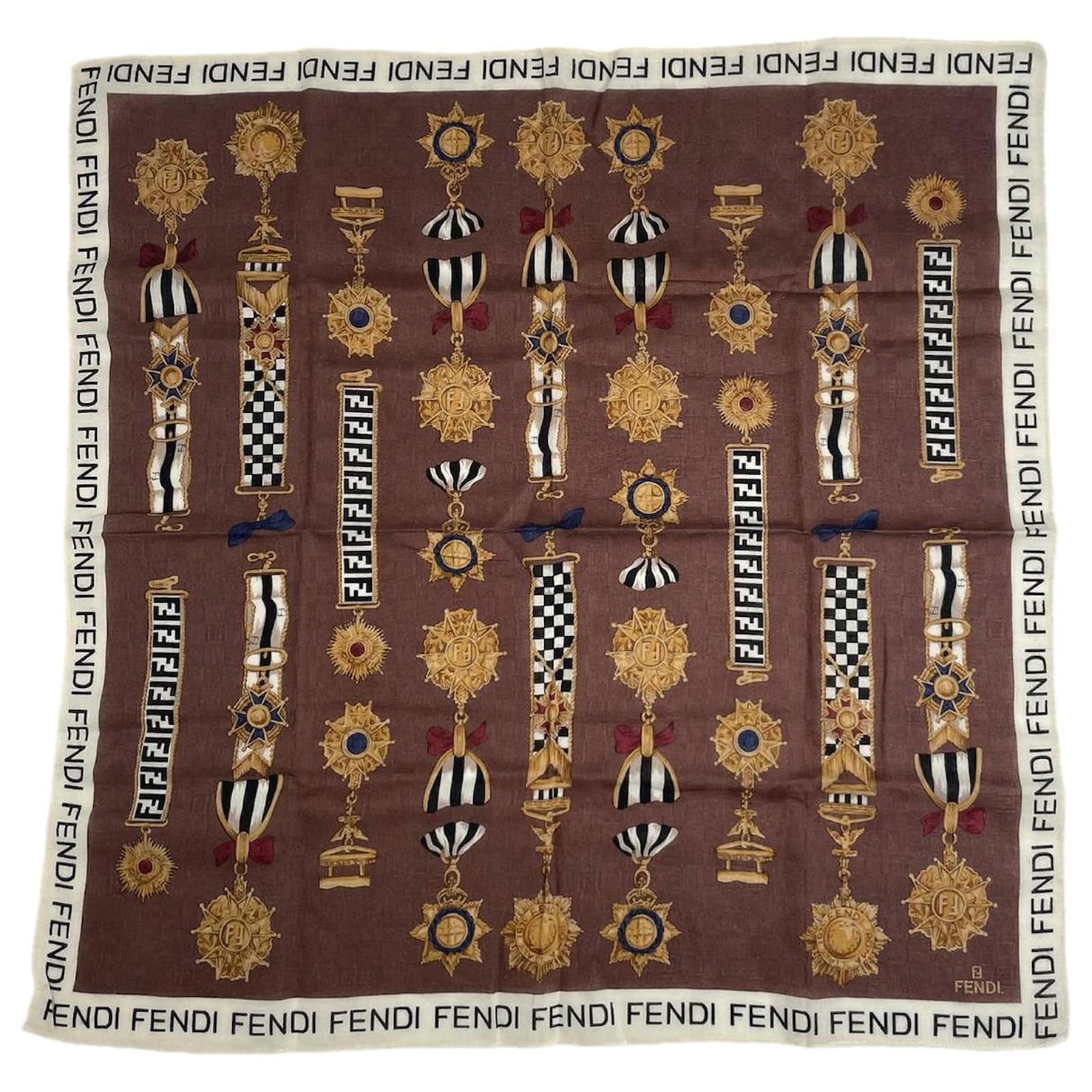 Fendi Brown Silk Scarf  ref.2319295