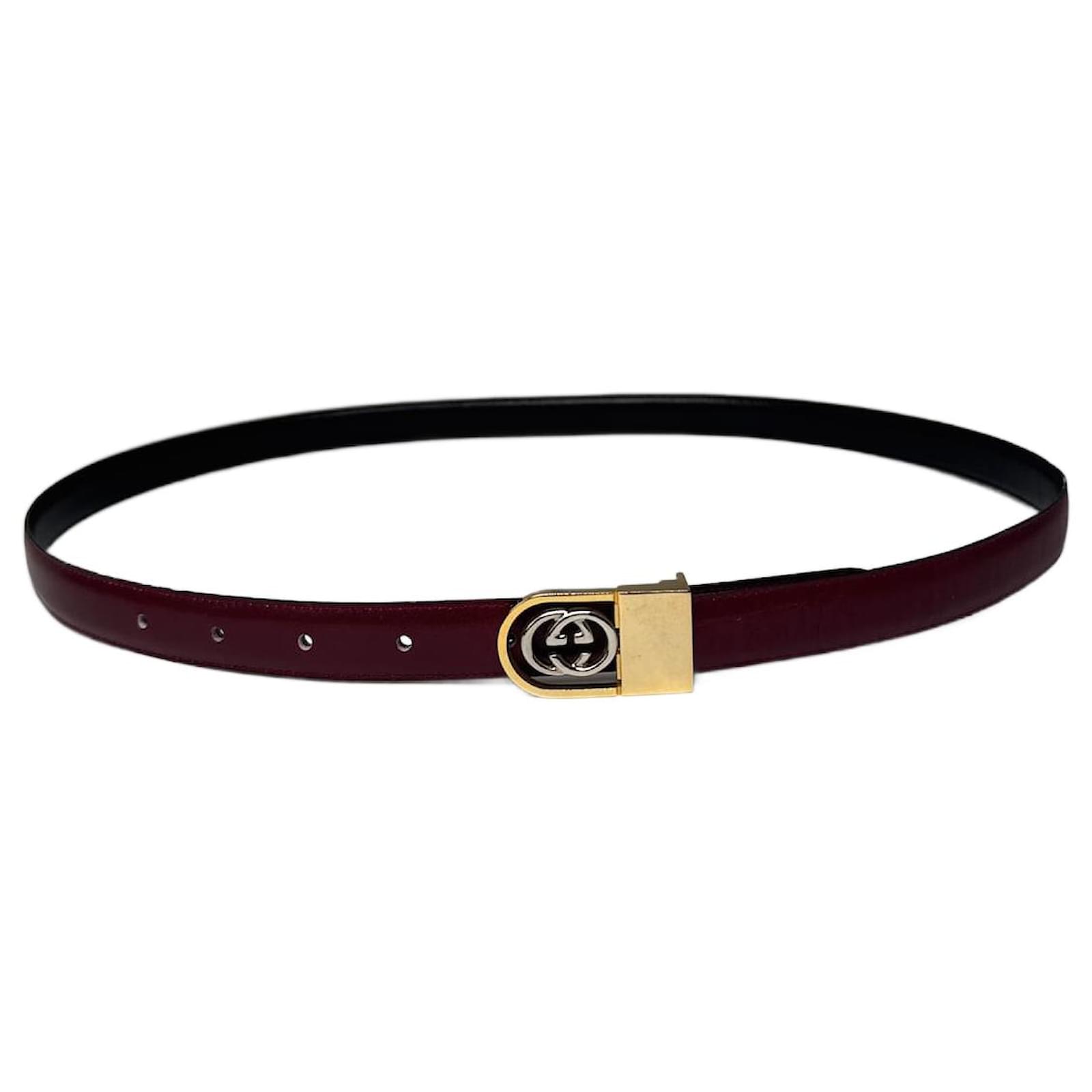 Vintage Gucci Leather belt Burgundy Dark red  ref.2319200