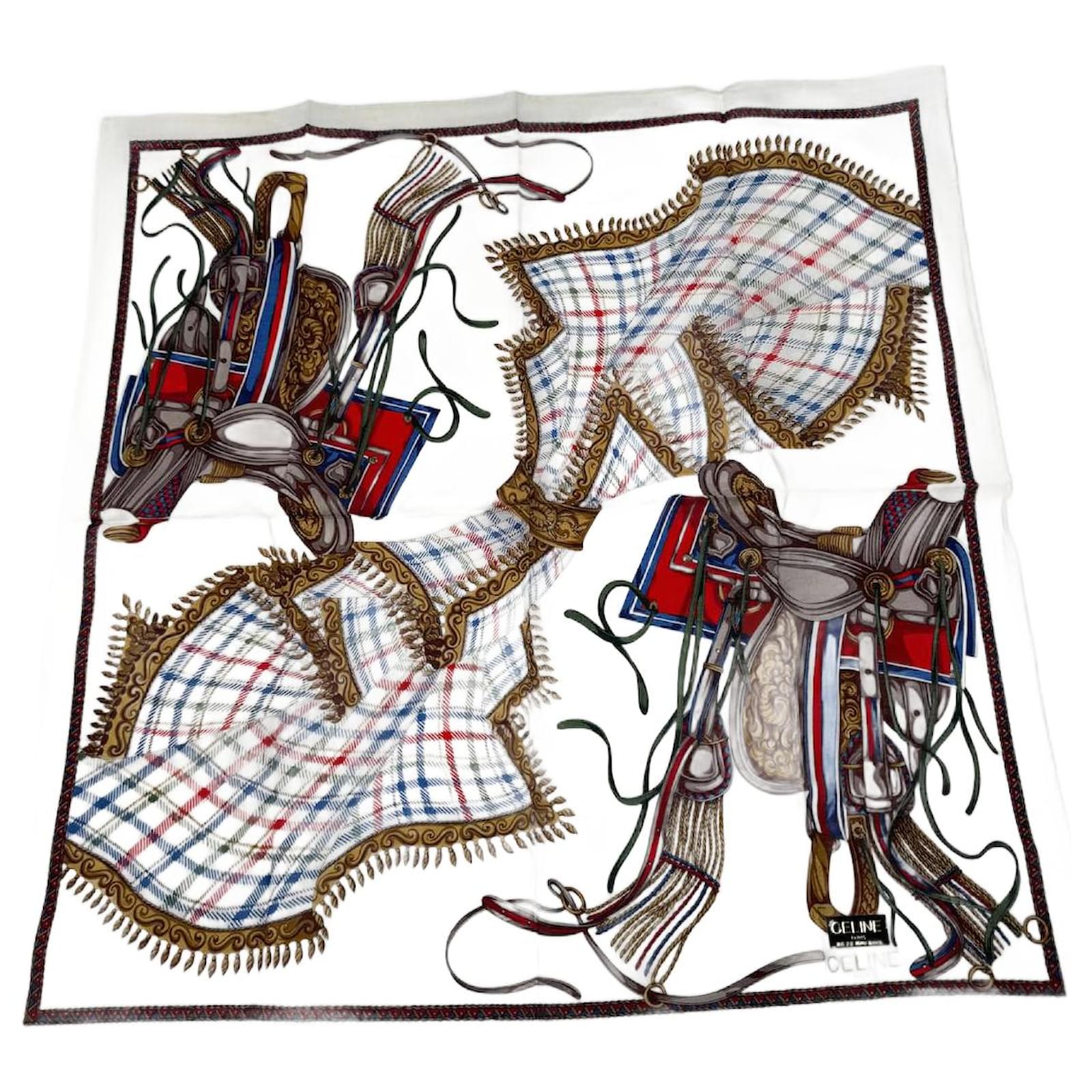 Céline Vintage Celine scarf white beige Silk  ref.2319199