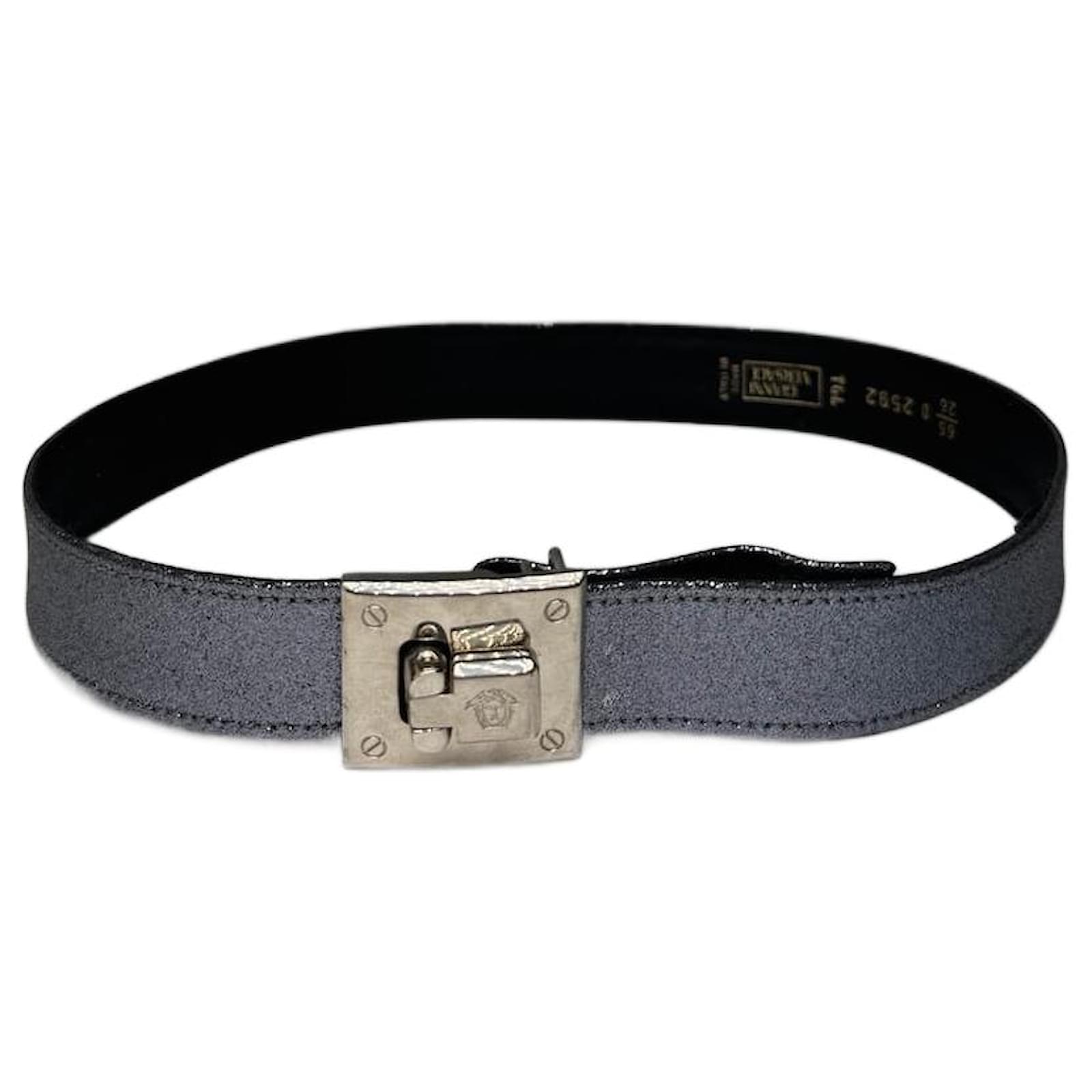 Vintage Gianni Versace Leather Belt silver sparkles Silvery  ref.2319195