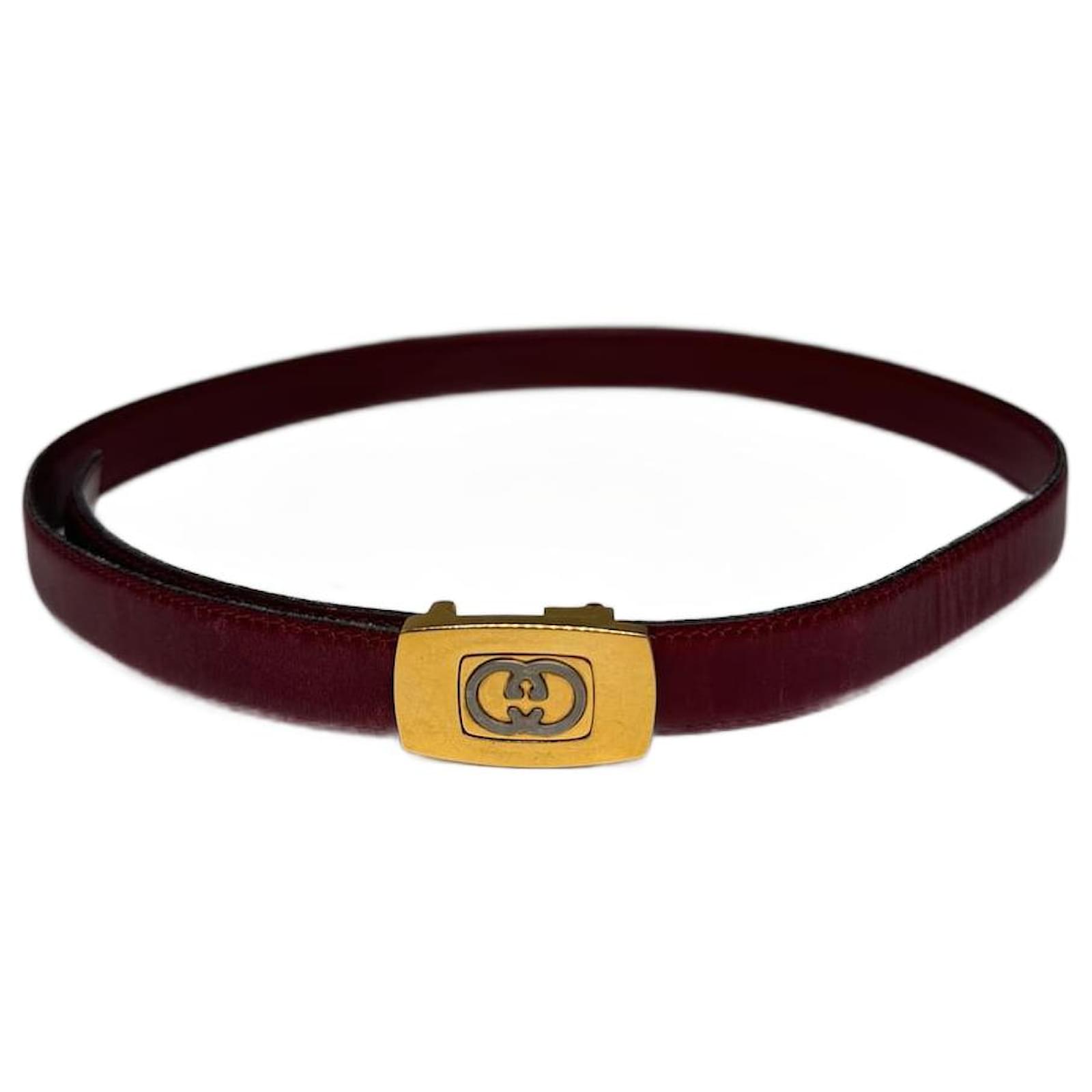 Vintage Gucci Leather belt burgundy Dark red  ref.2319184