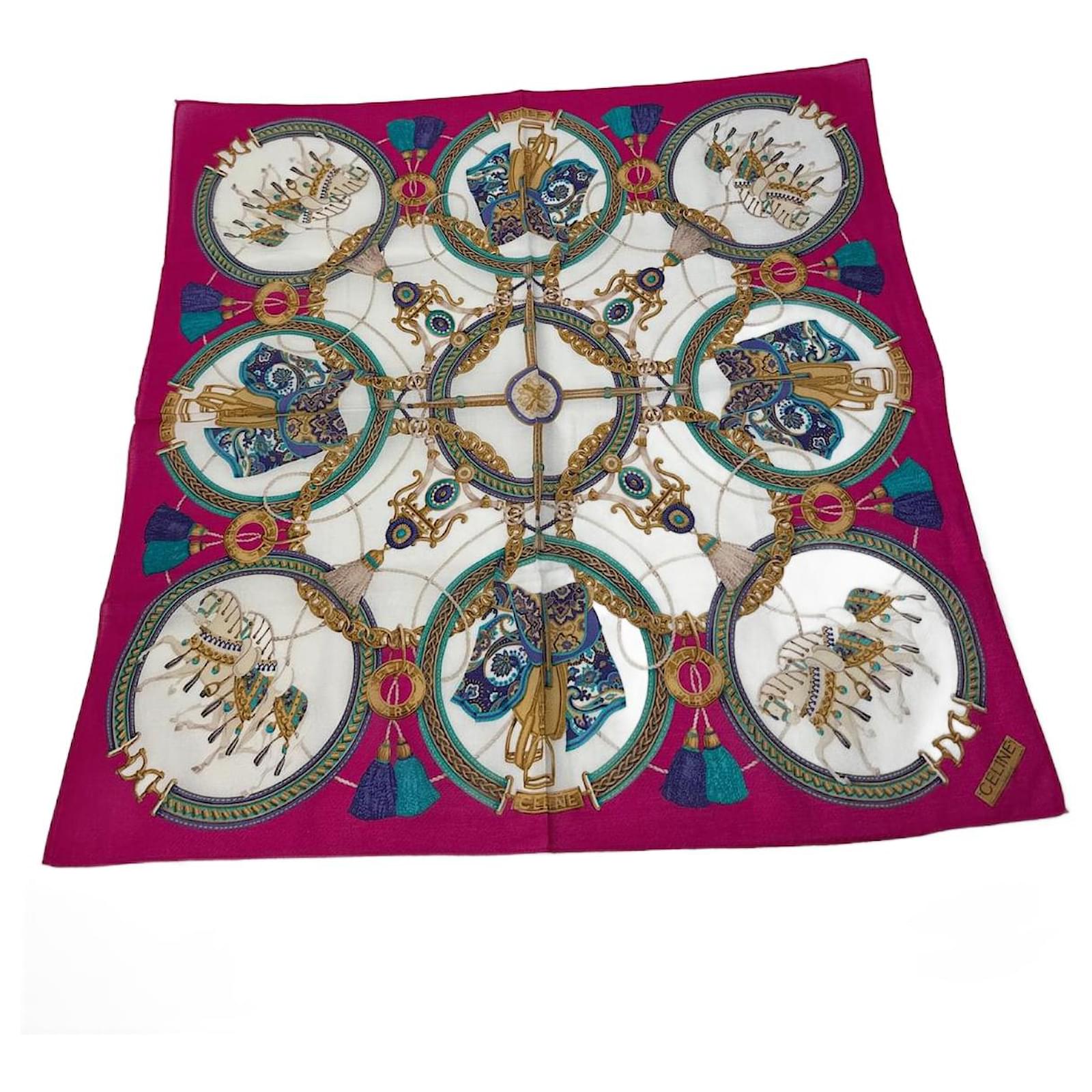 Céline Vintage Celine Baroque Scarf red Pink Silk  ref.2319139