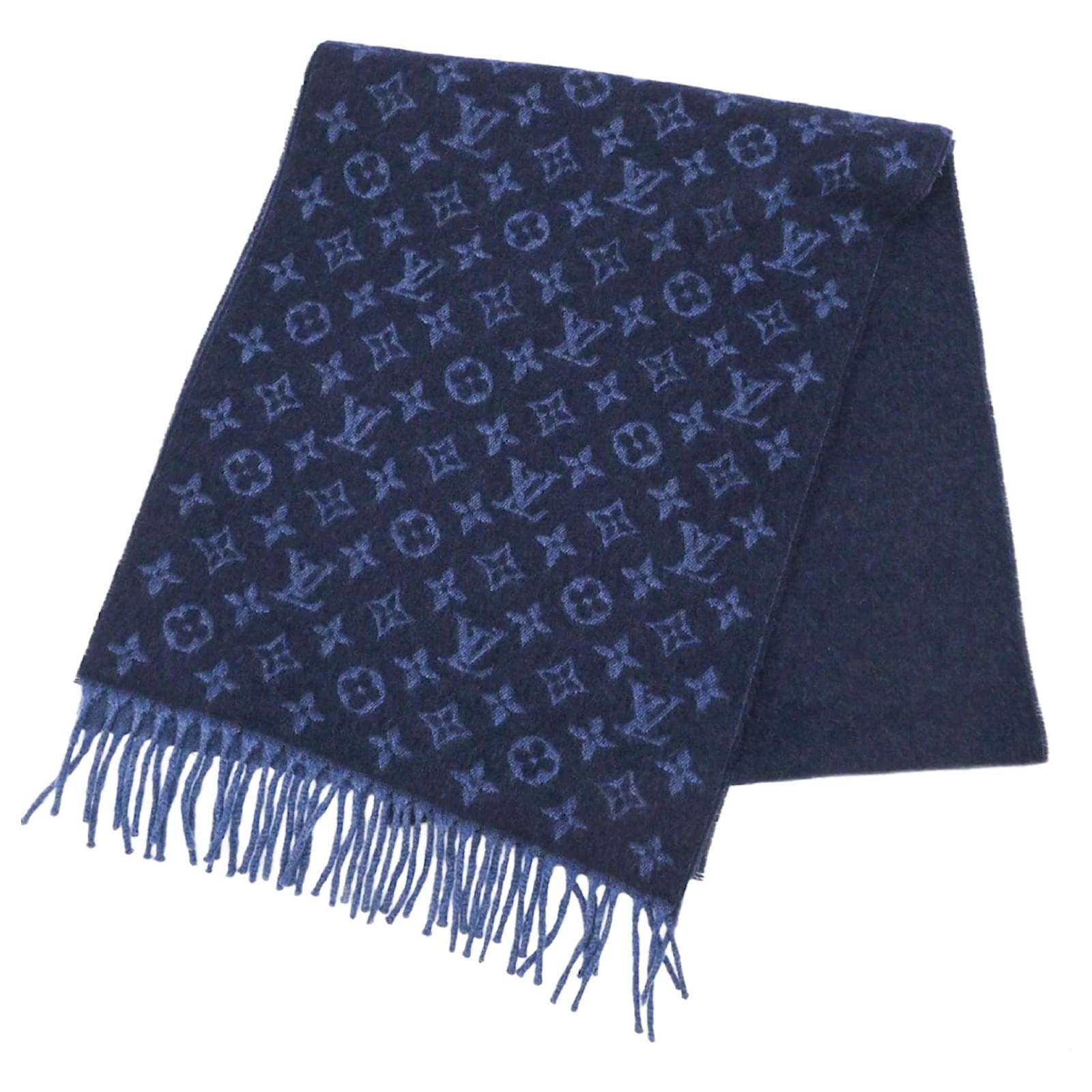 Louis Vuitton Monogram Gradient Blue Scarf Cashmere Wool  ref.2318139