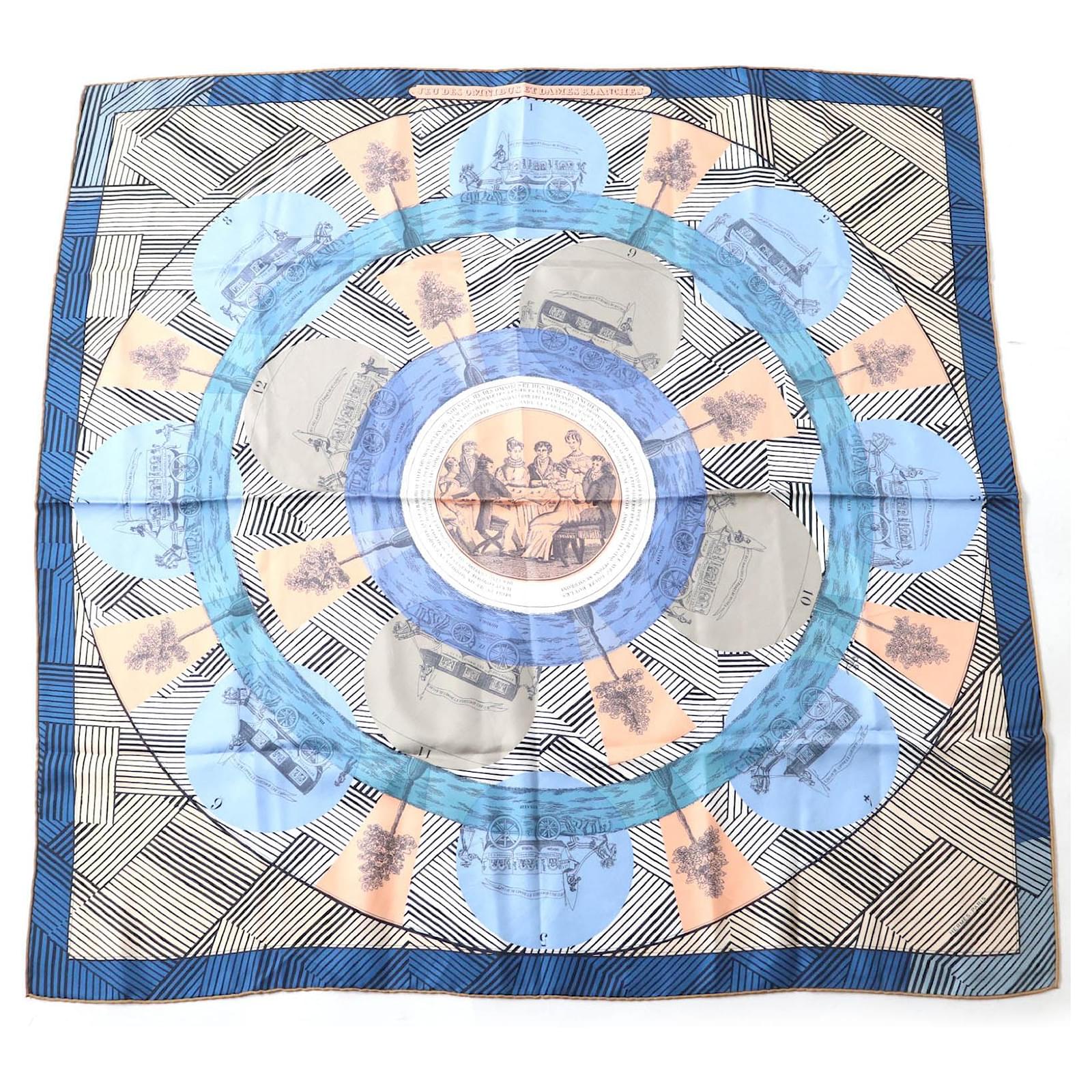 Hermès Hermes Silk Scarf JEU DES OMNIBUS ET DAMES Blue Multiple colors Cloth  ref.2317753