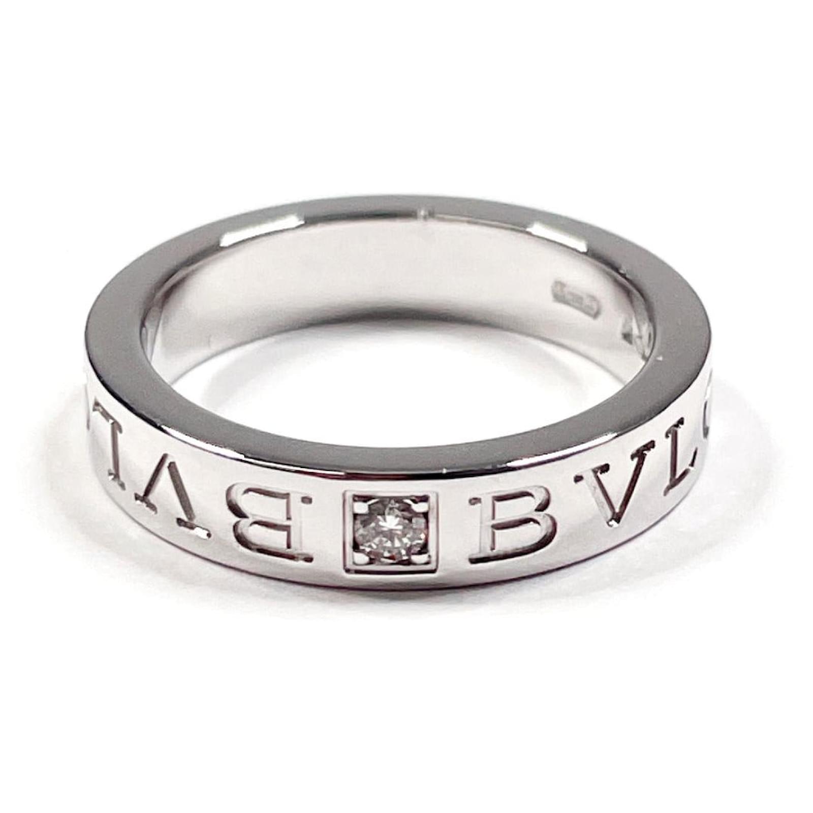 Bulgari Bvlgari Double Logo Diamond Ring K18 White Gold Silvery Metal  ref.2315655